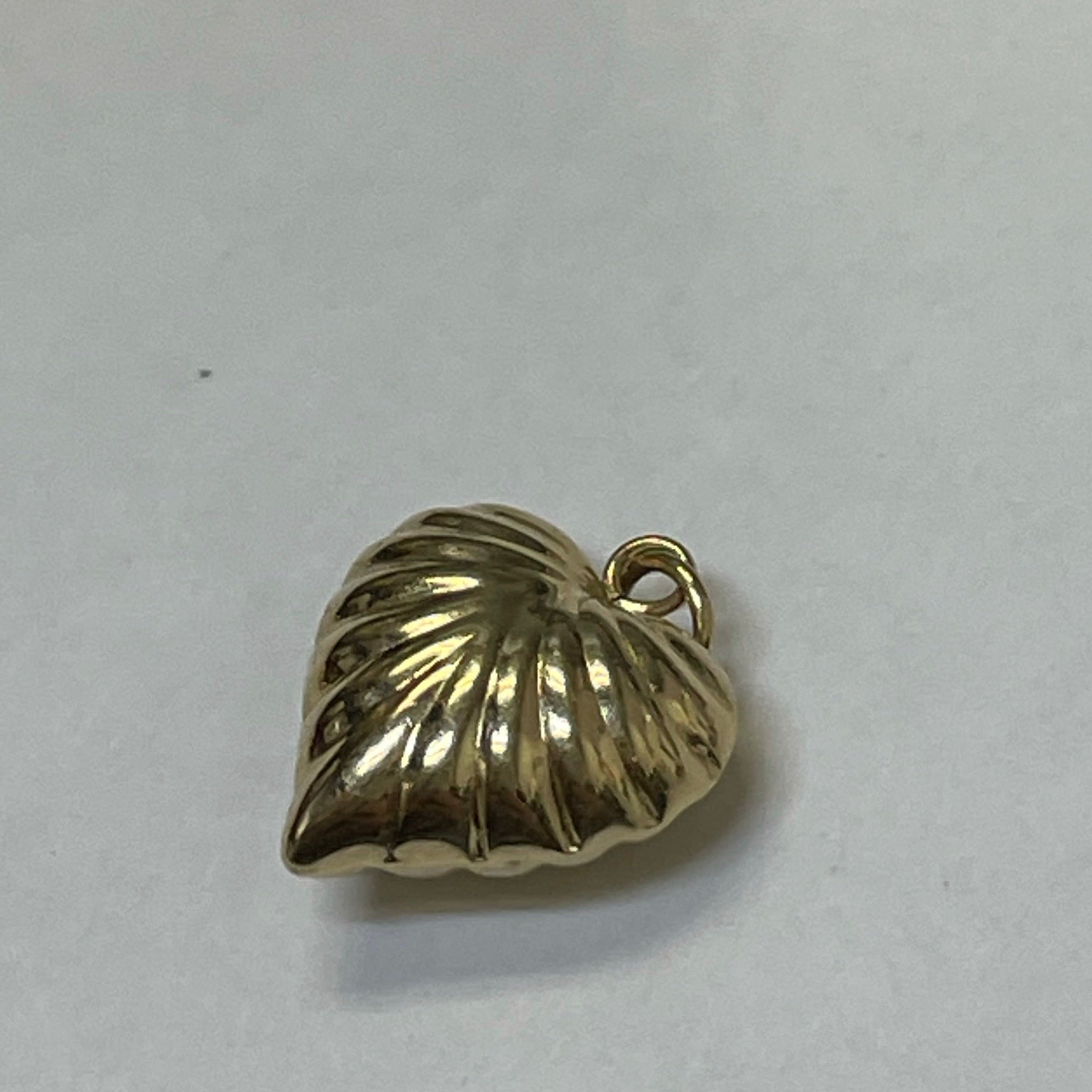 14K Yellow Gold Puffy Heart Pendant Charm