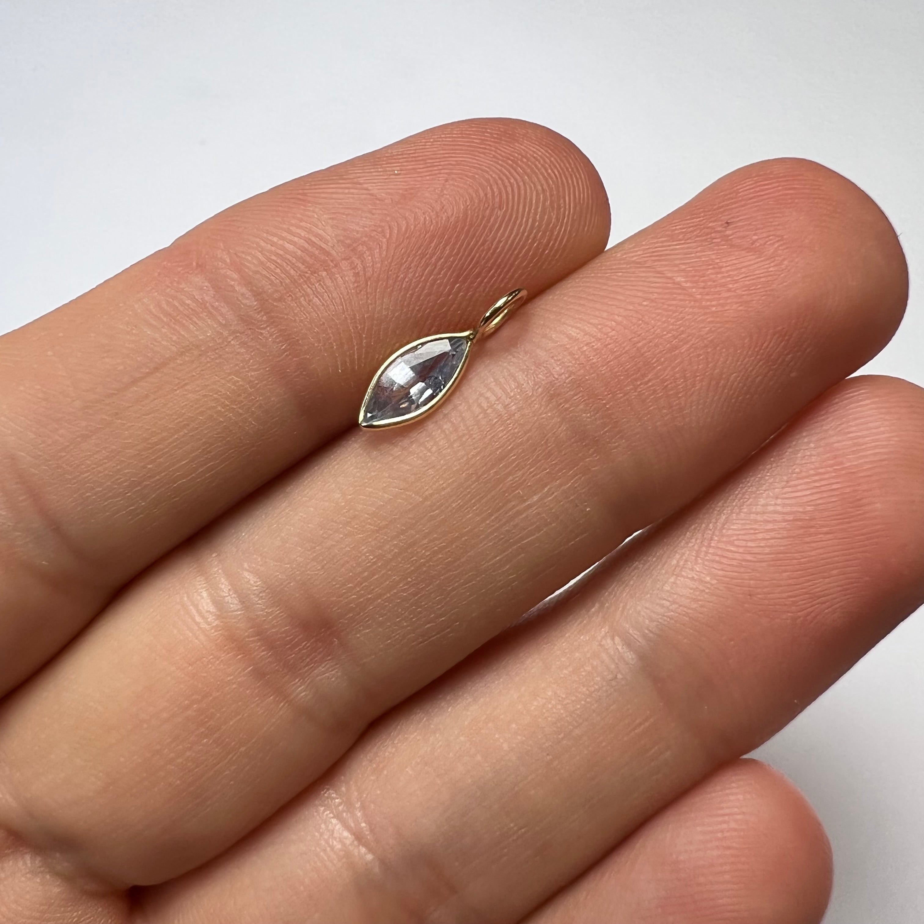 Natural Marquise Sapphire 14K Yellow Gold Pendant Charm 13x4mm