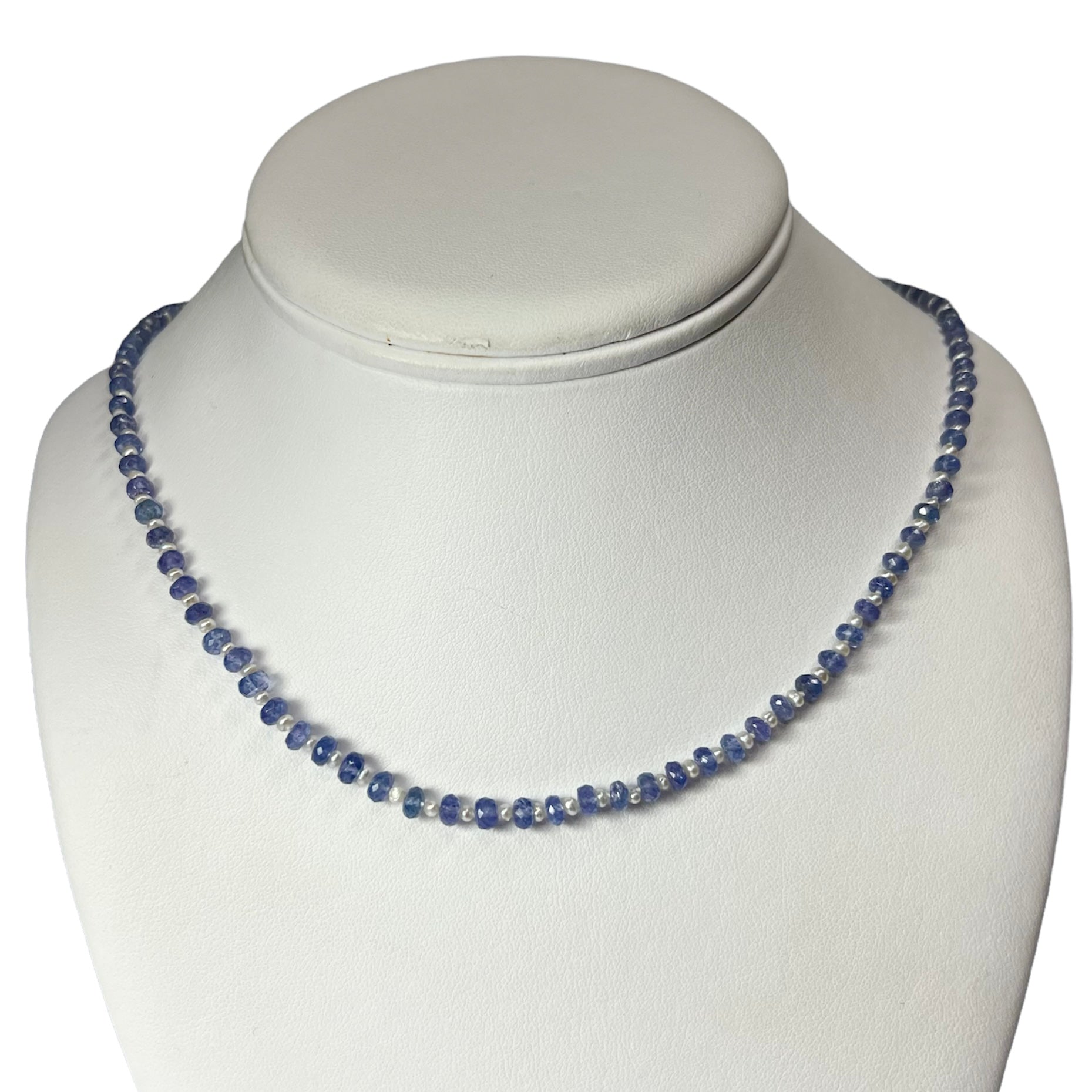 Briolette Tanzanite & Seed Pearl Beads 18" 14K Yellow Gold Necklace