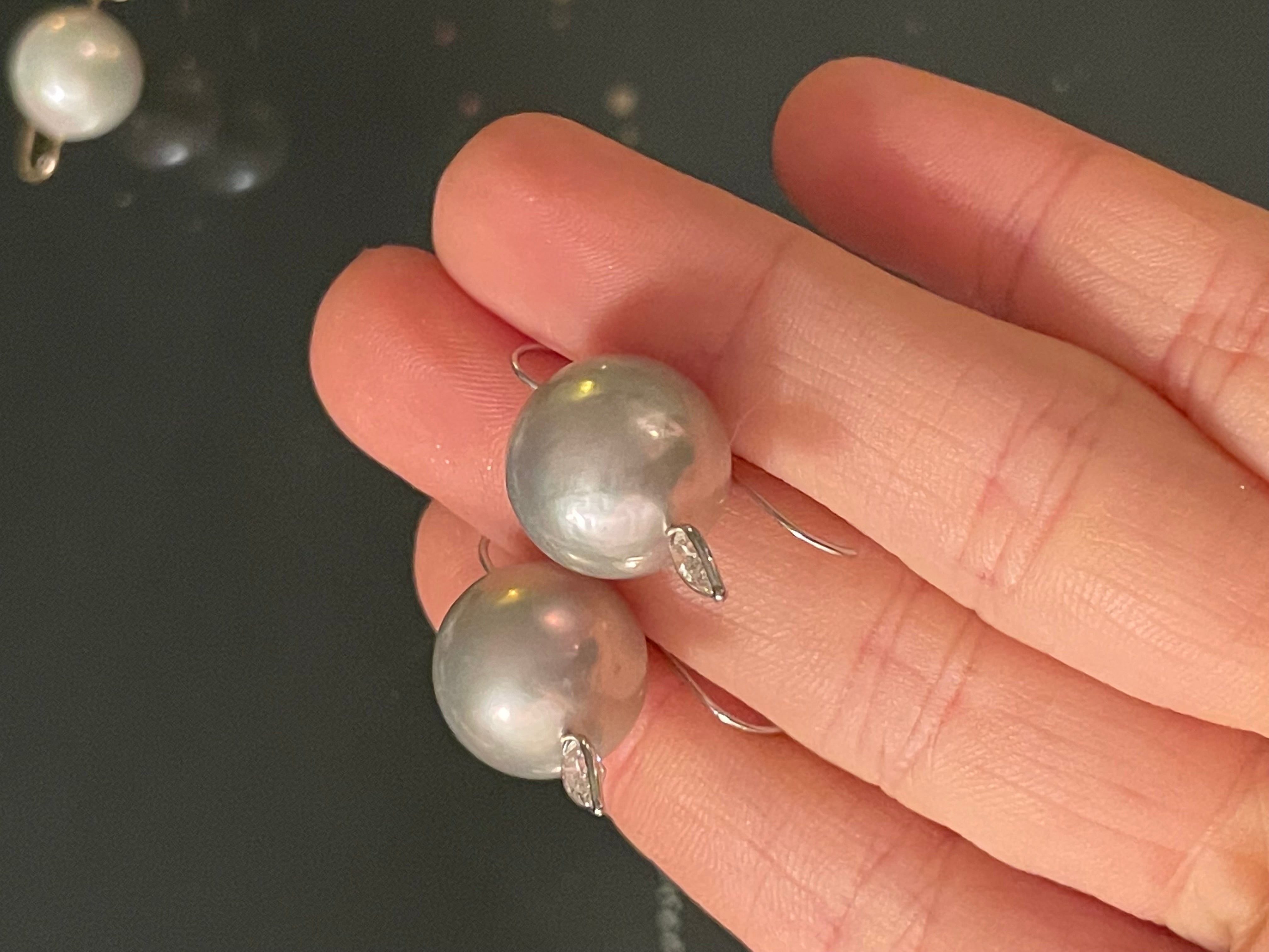 Freshwater 14mm Freshwater Pearl .58CT White 14K Gold Earrings