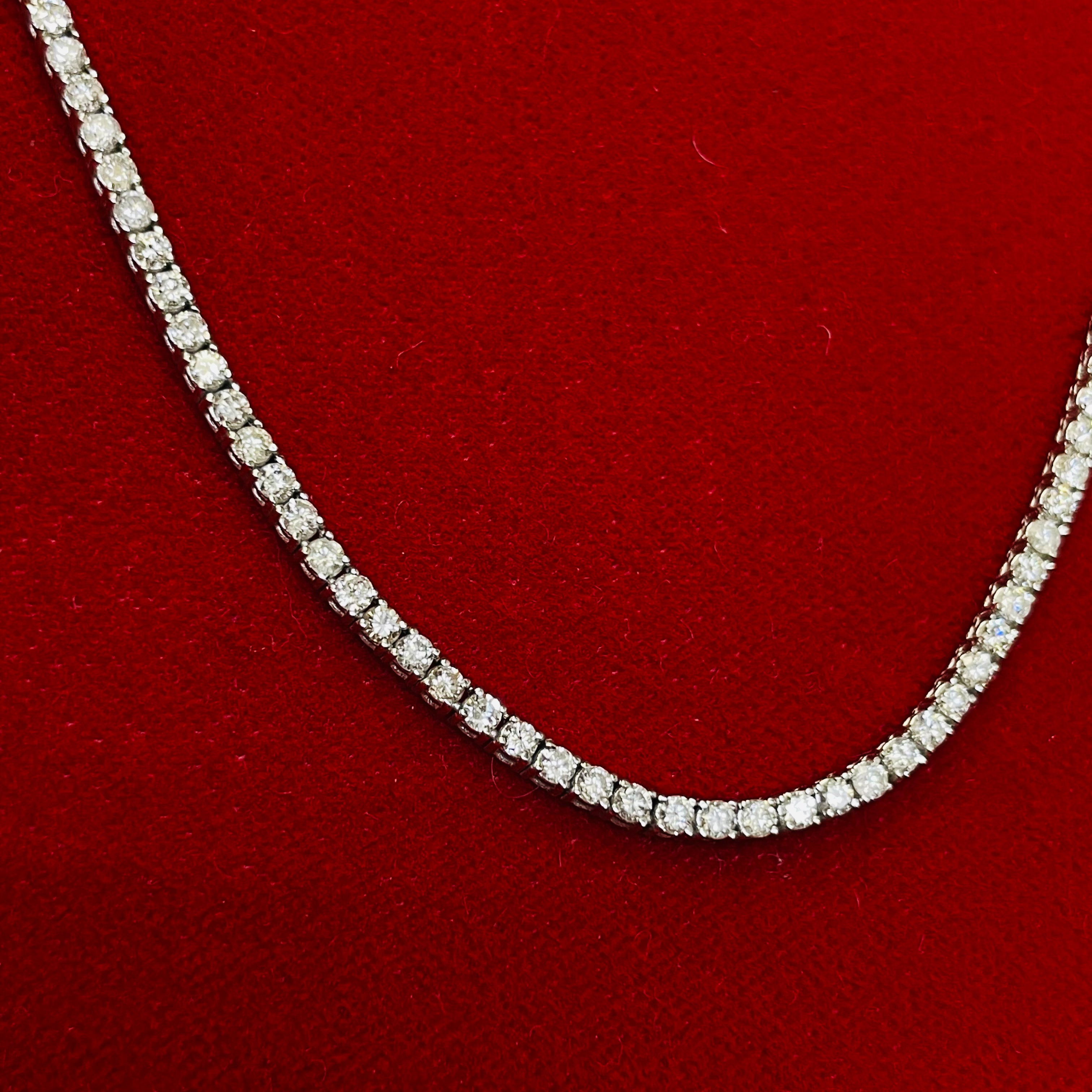 5.71CT Diamond Tennis Necklace 14K White Gold 17”