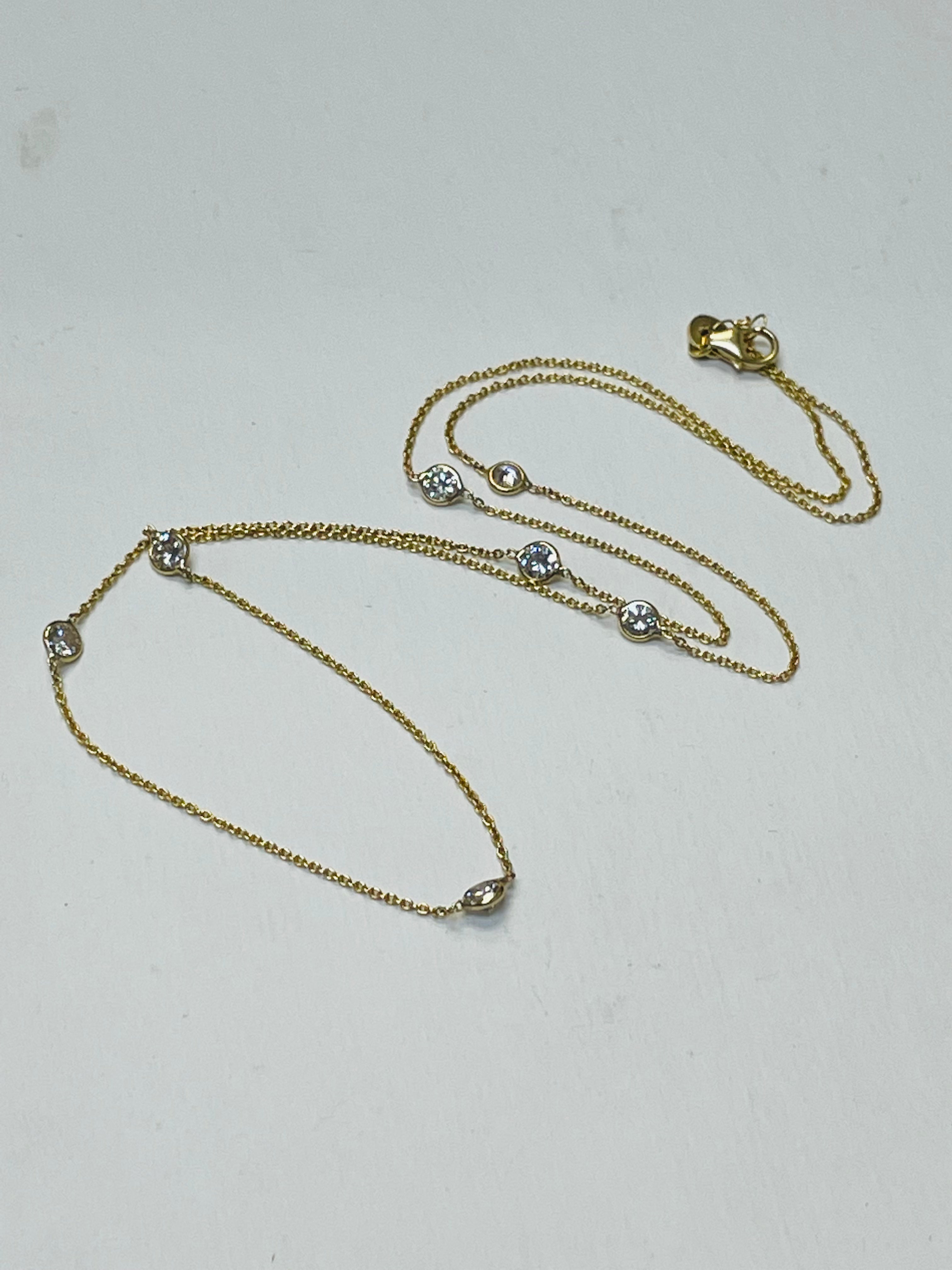1.12CT Diamonds by the Yard Necklace 14K Yellow Gold 19”