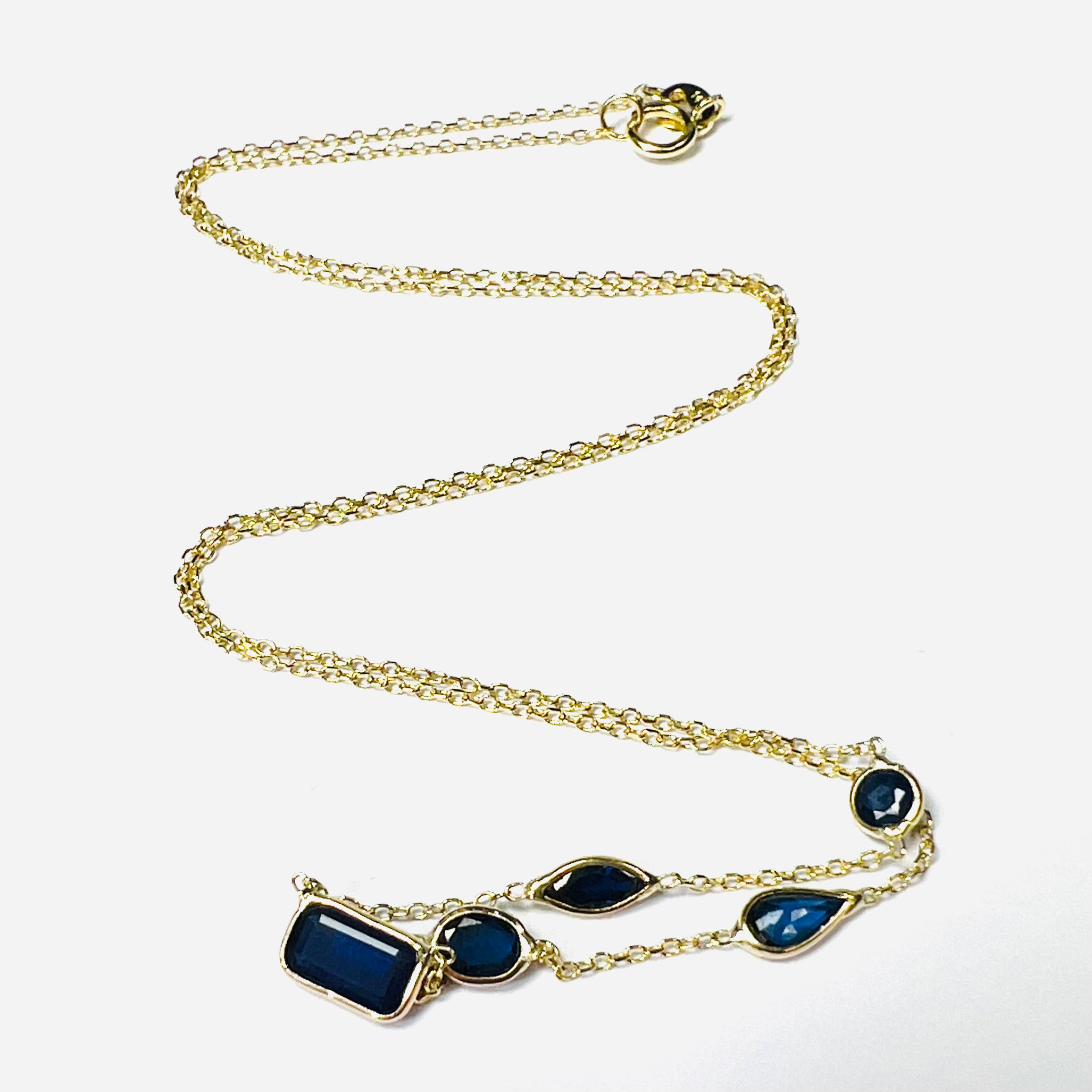 Assorted Sapphire By The Yard 16" 14k Yellow Gold Necklace