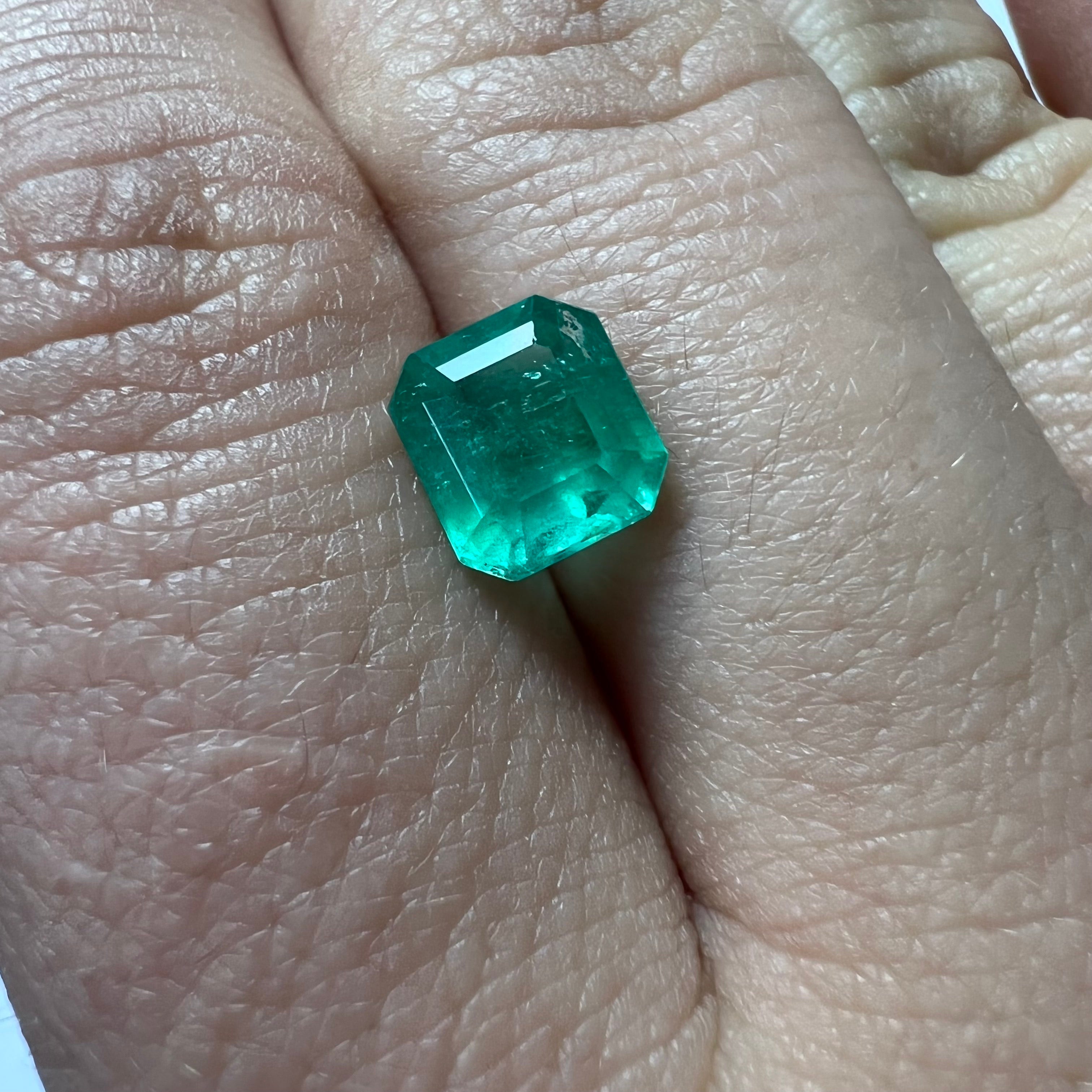 1.64CT Loose Natural Colombian Emerald Square Cut 7.54x6.86x4.60mm