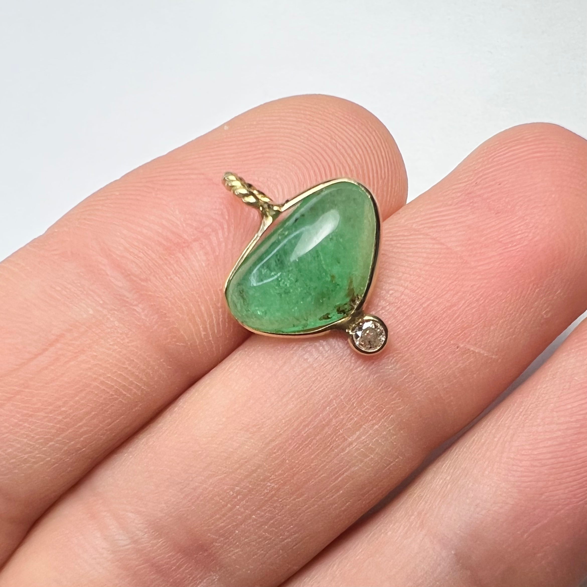 3CT Colombian Emerald 14K Yellow Gold Pendant Charm 16.5x13.2mm