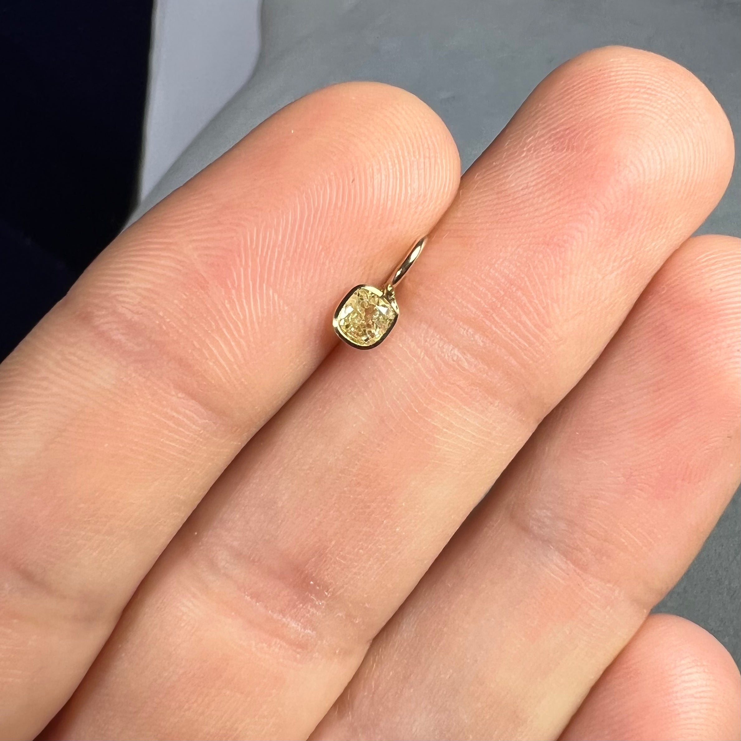 .25CT Yellow Cushion Diamond Pendant Charm