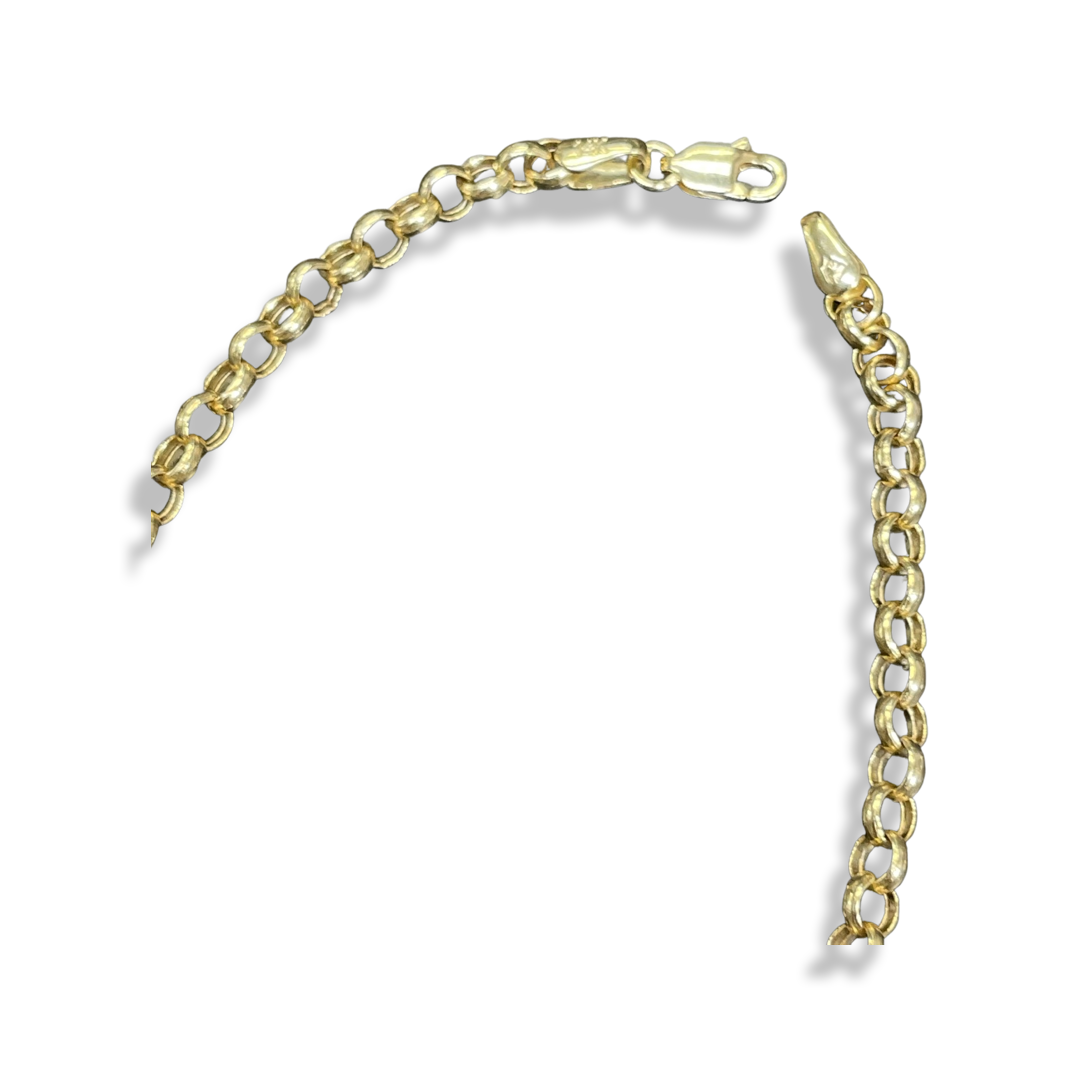 7” 4mm 14K Yellow Gold Rolo Chain Bracelet