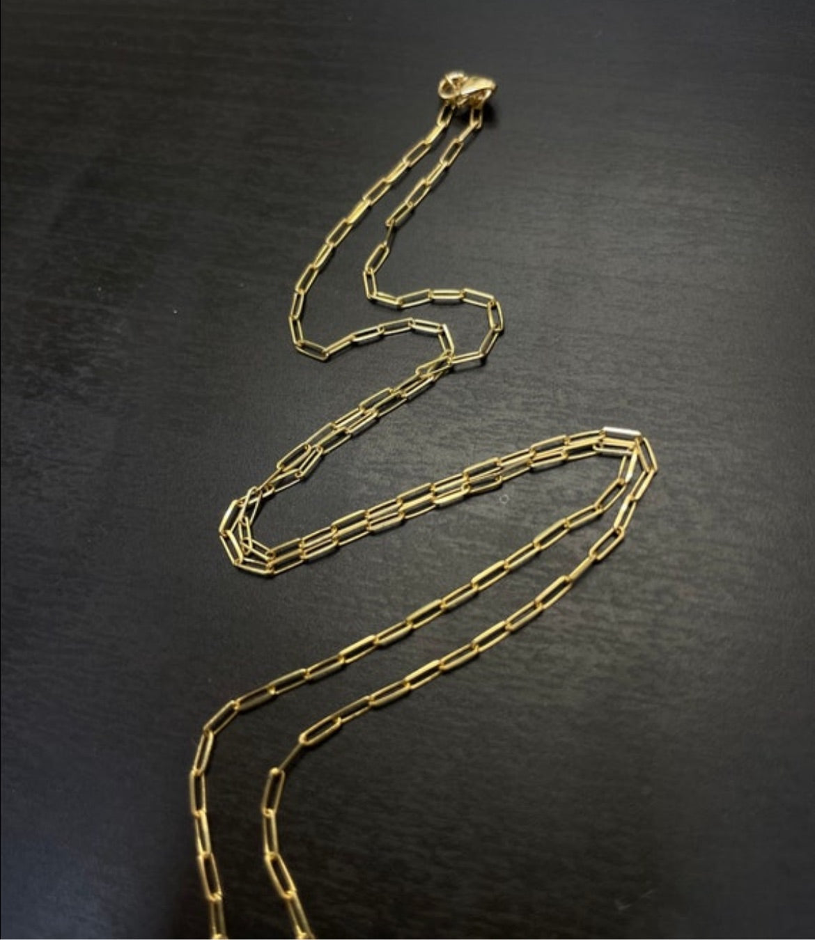 20” 18K Yellow Gold Paperclip Link Chain 1.3x4mm