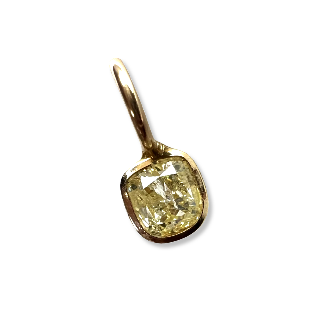 .25CT Yellow Cushion  Diamond Pendant Charm