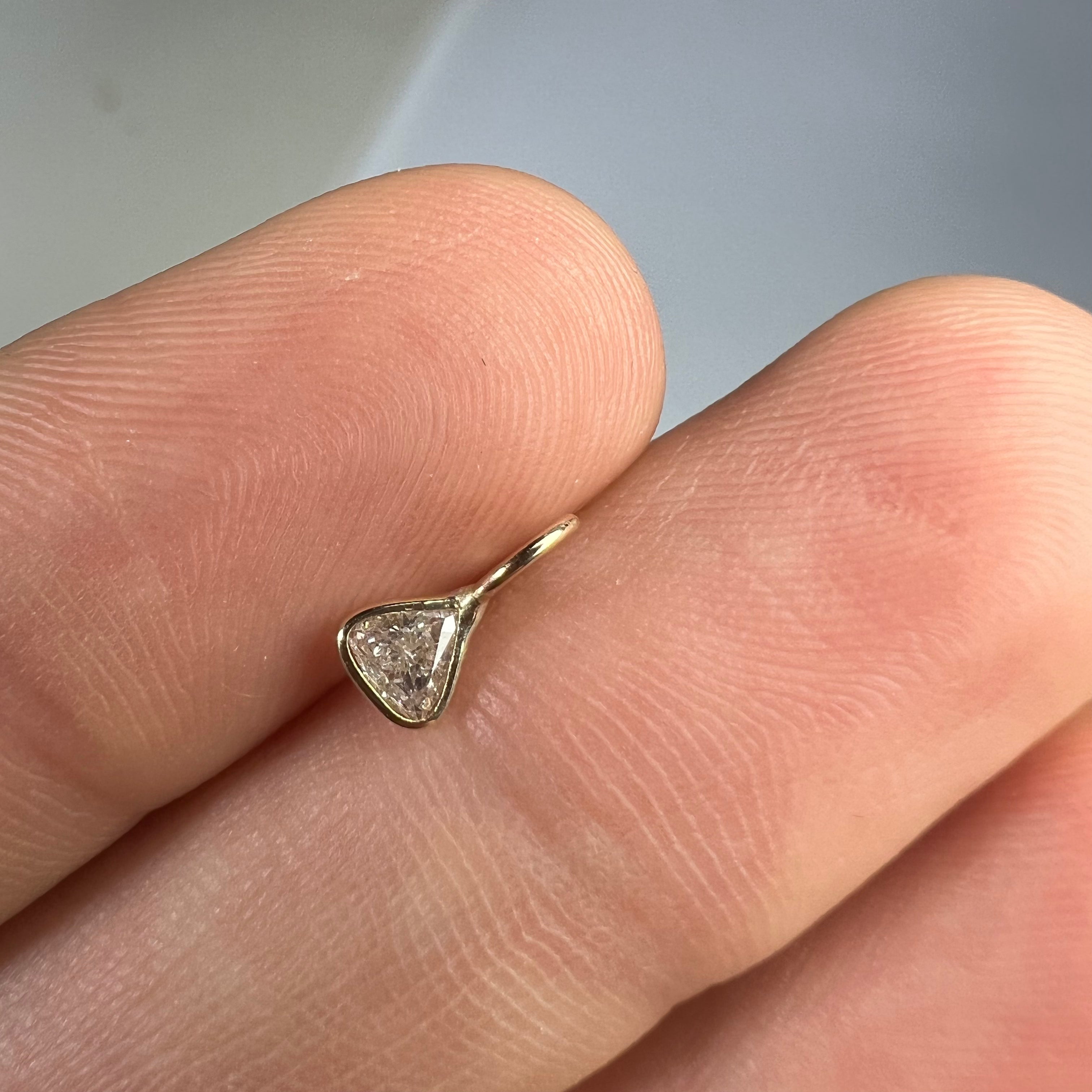 .16ct Trillion Cut Dimond Charm 14K Yellow Gold