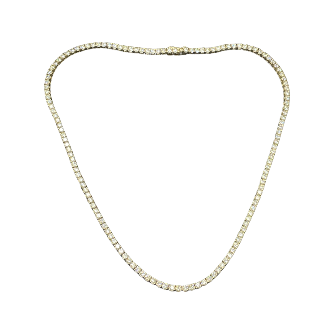 9.87CT Diamond Tennis Necklace 14K Yellow Gold 16.25”