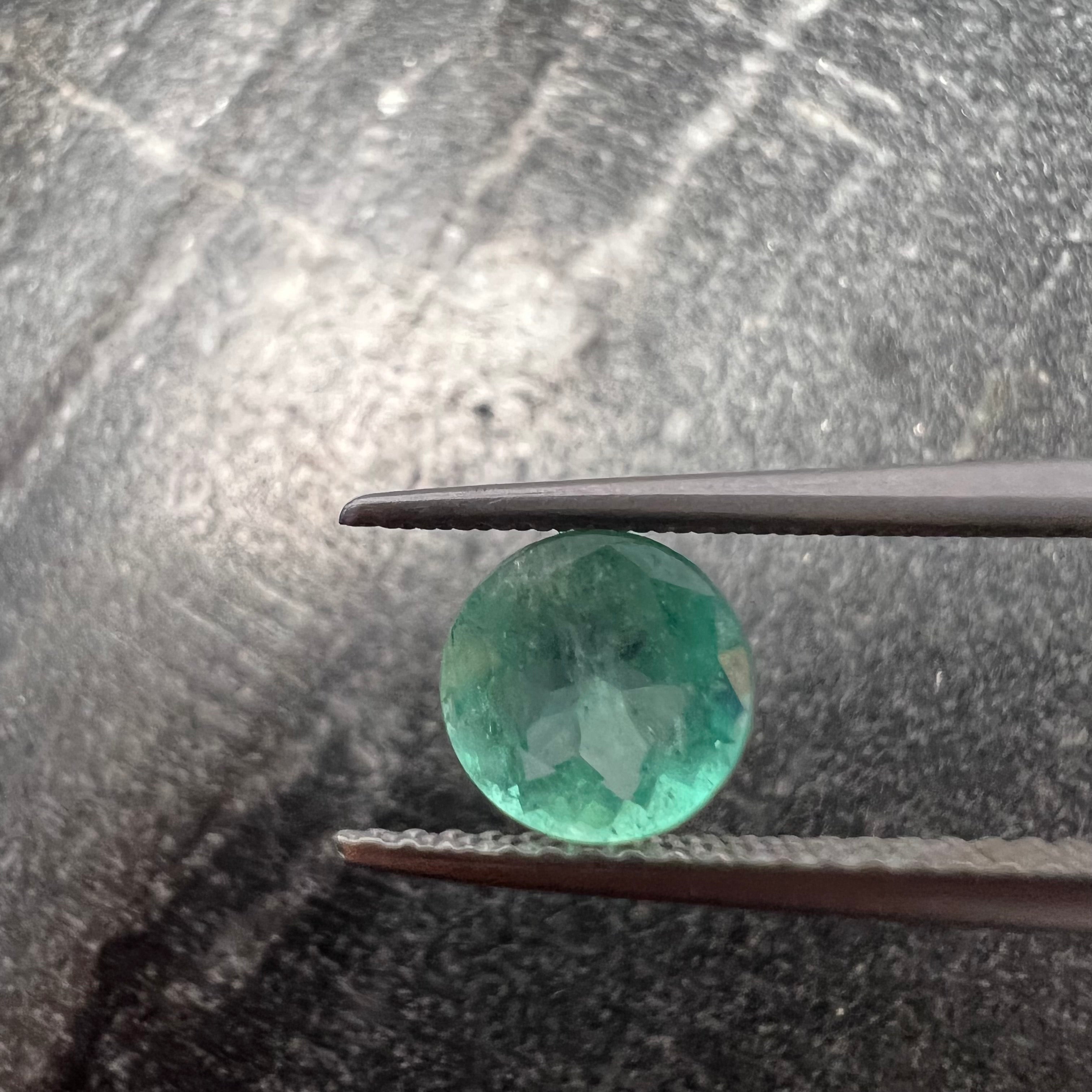 1CT Loose Natural Colombian Emerald Brilliant Round Cut 6.55x4.09mm