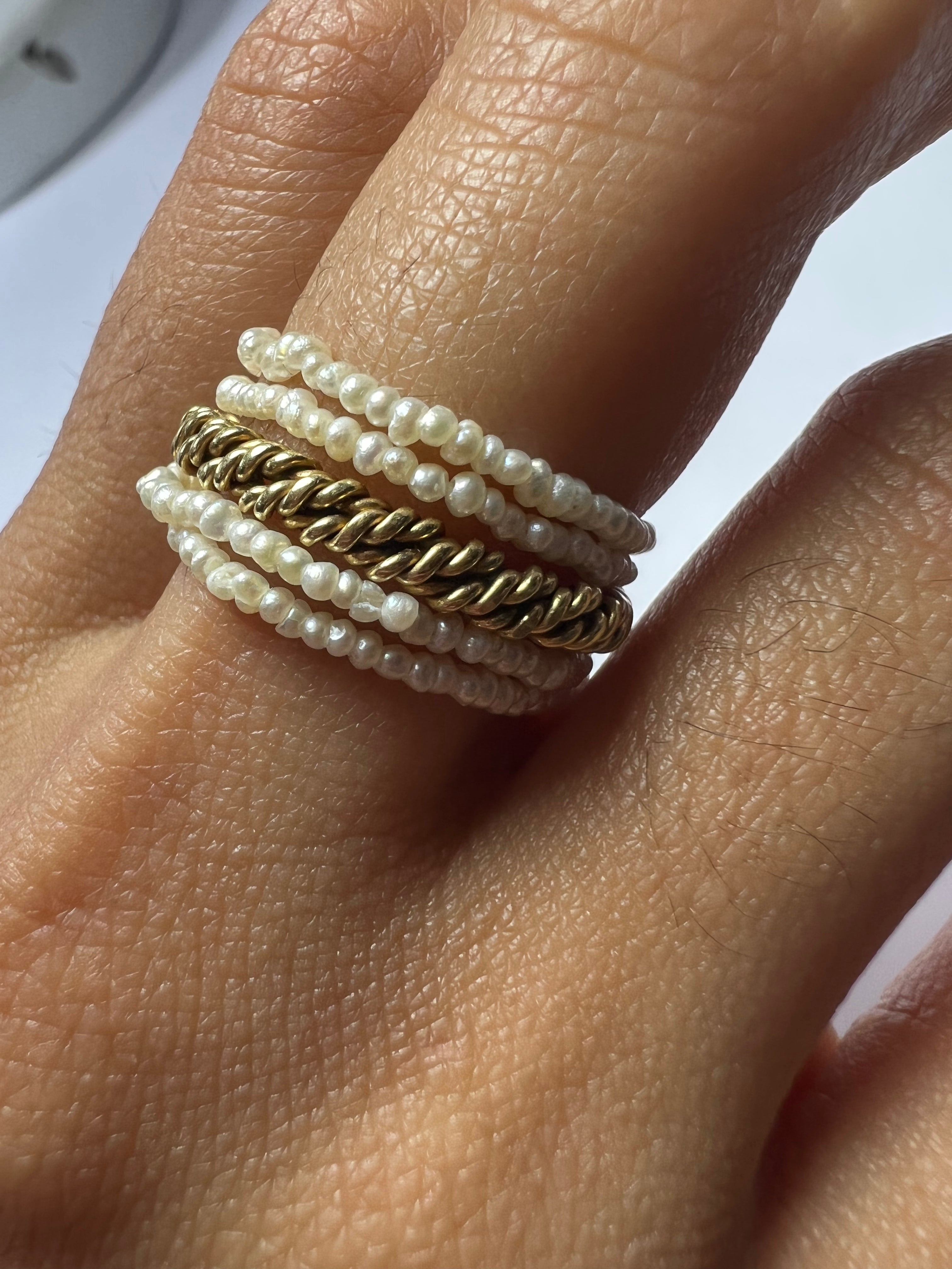 Natural Seed Pearl Eternity Ring Size 5 - 7