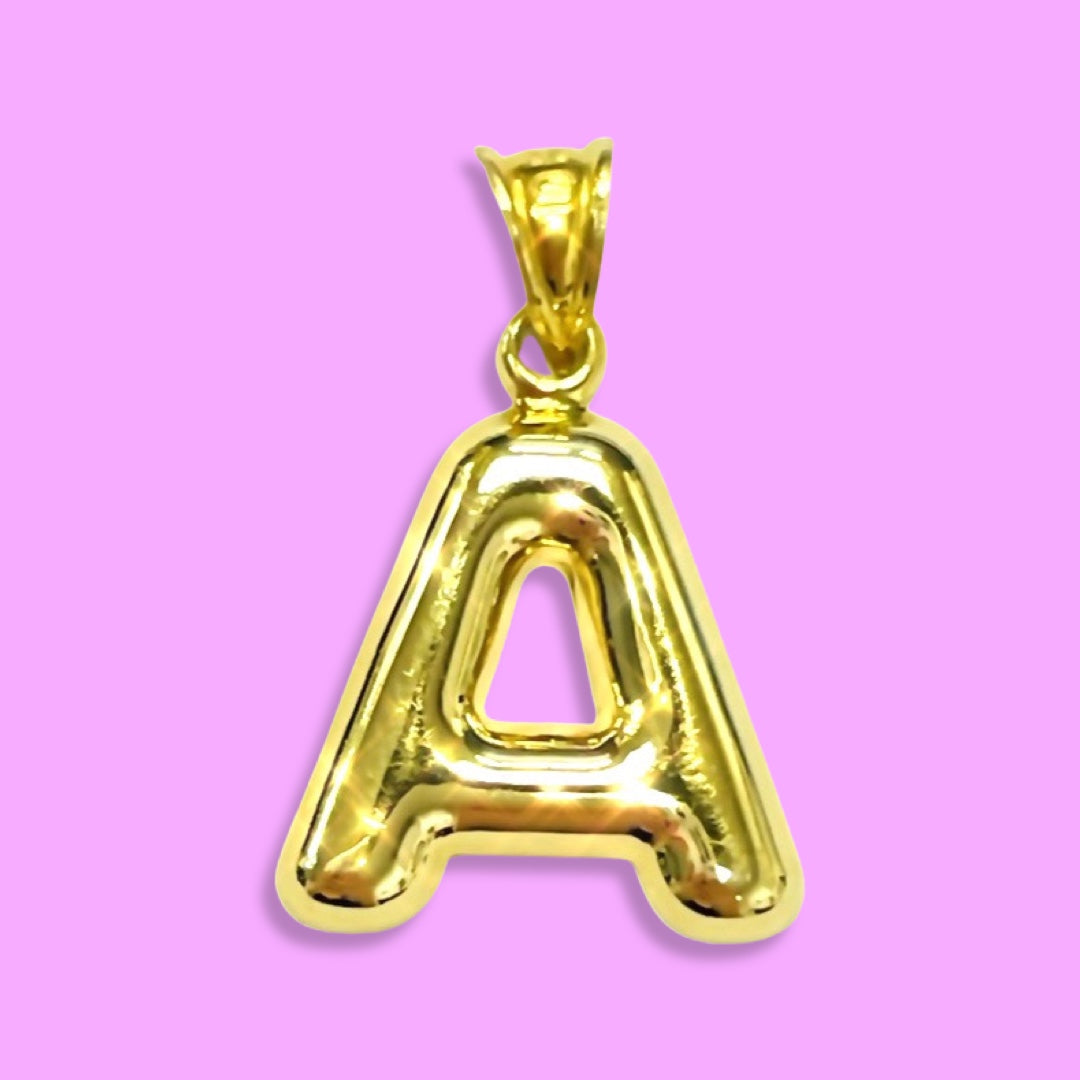 Puffy Balloon Letter 10K Yellow Gold Pendants