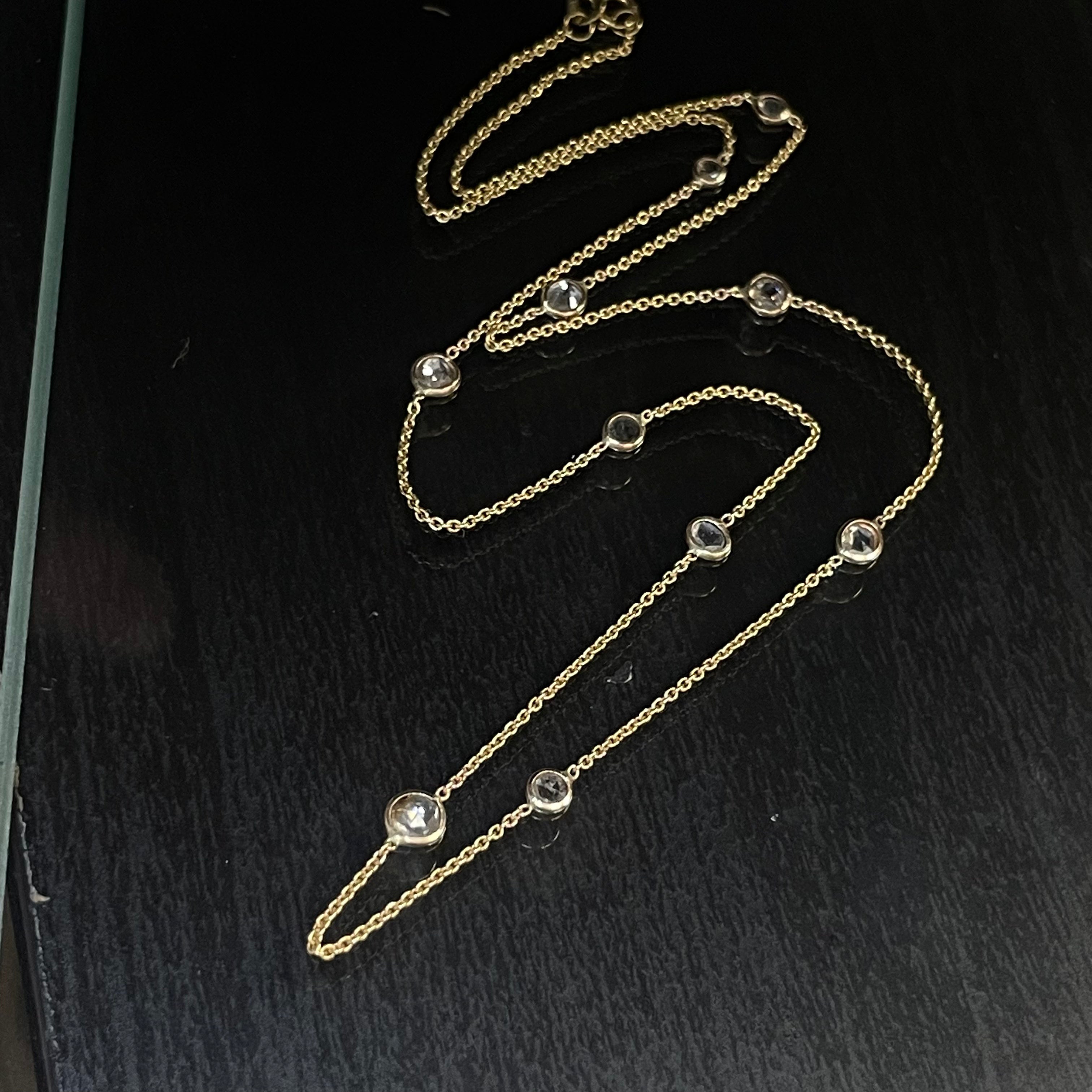 1.15CTW Natural Rose Cut Diamonds by the Yard 18” 14K