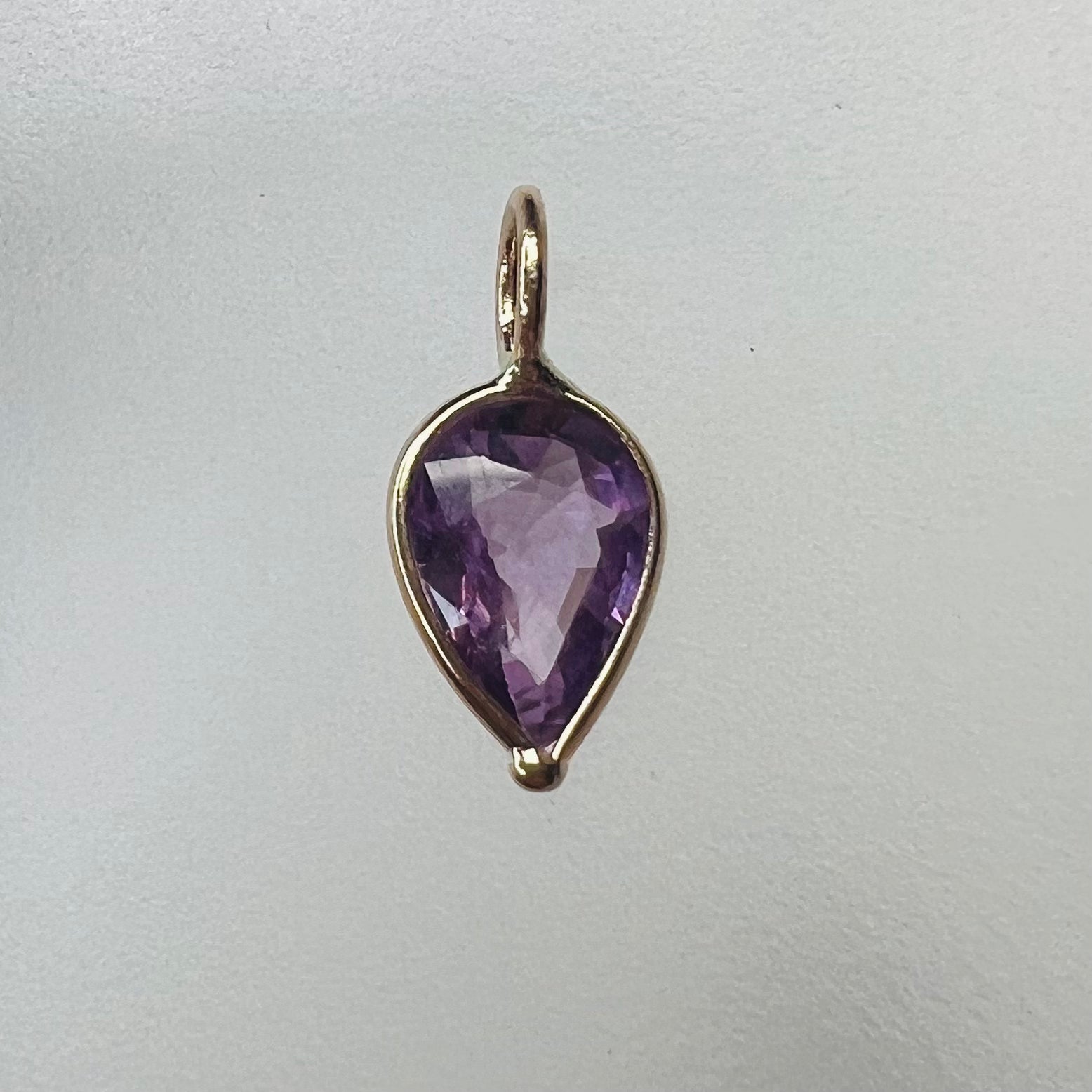 1C Natural Pink Pear Sapphire 14K Yellow Gold Pendant Charm 12x6mm