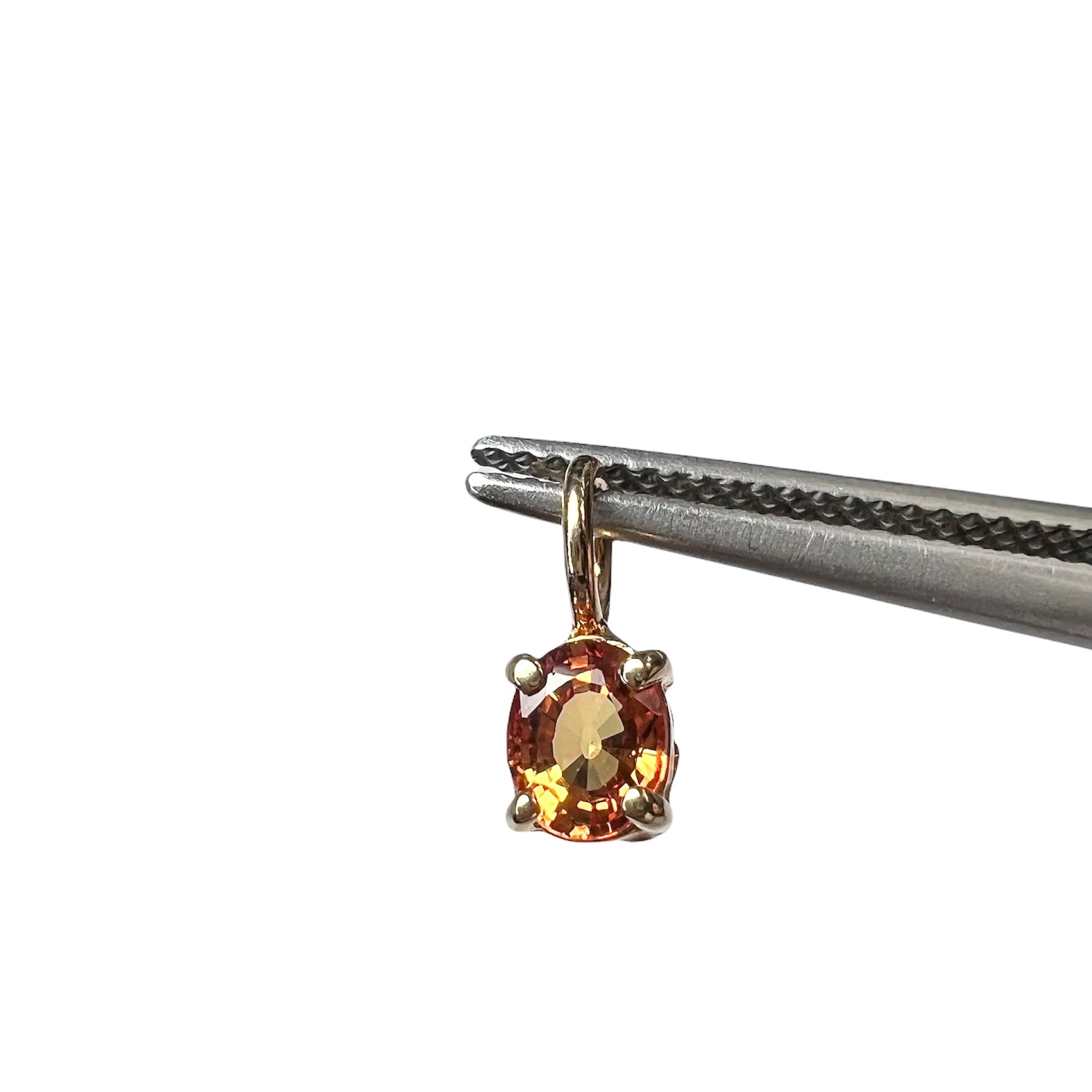 Natural Orange Sapphire 14K Yellow Gold Pendant Charm 10x4mm