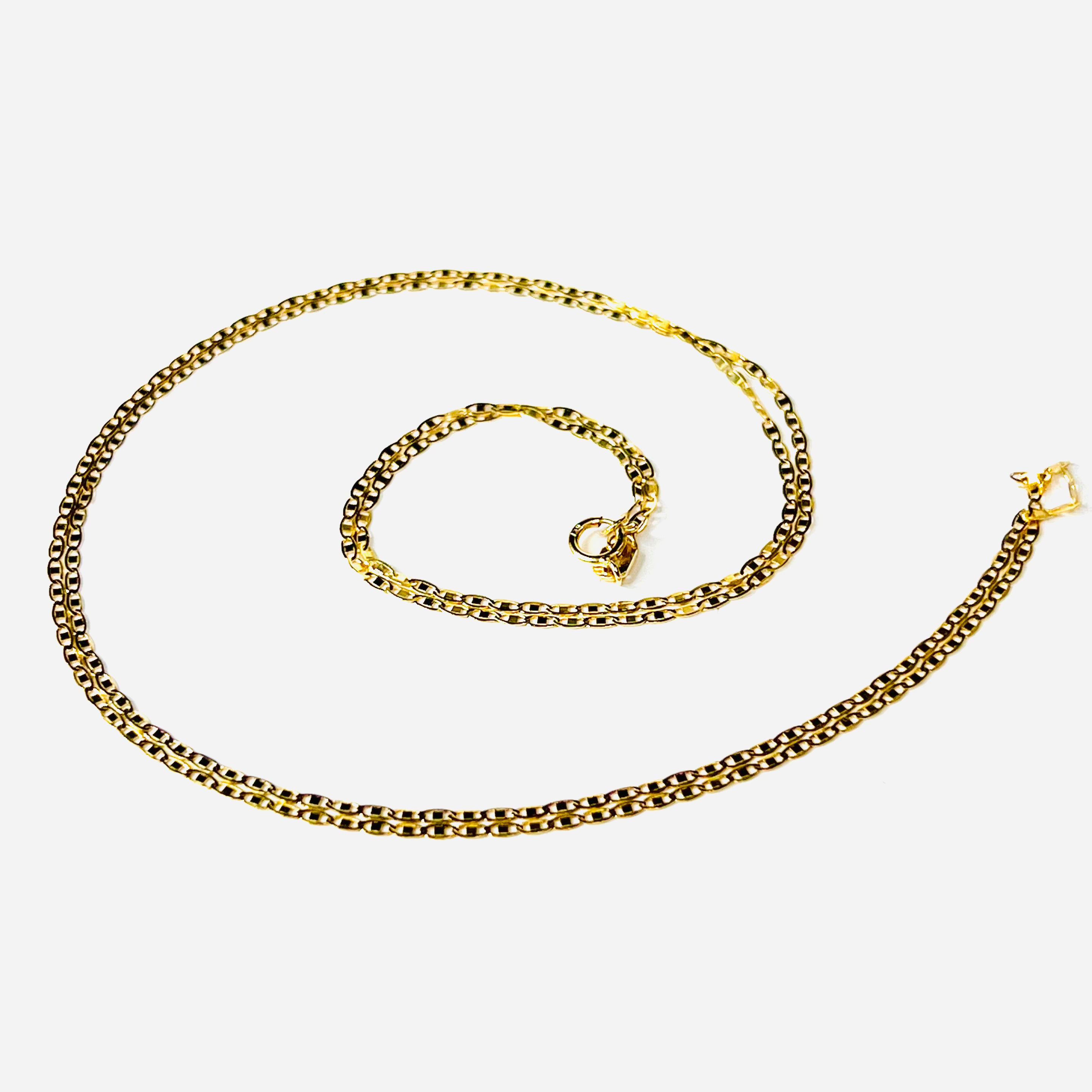 24" 14K Yellow Gold Flat Mariner Chain Necklace