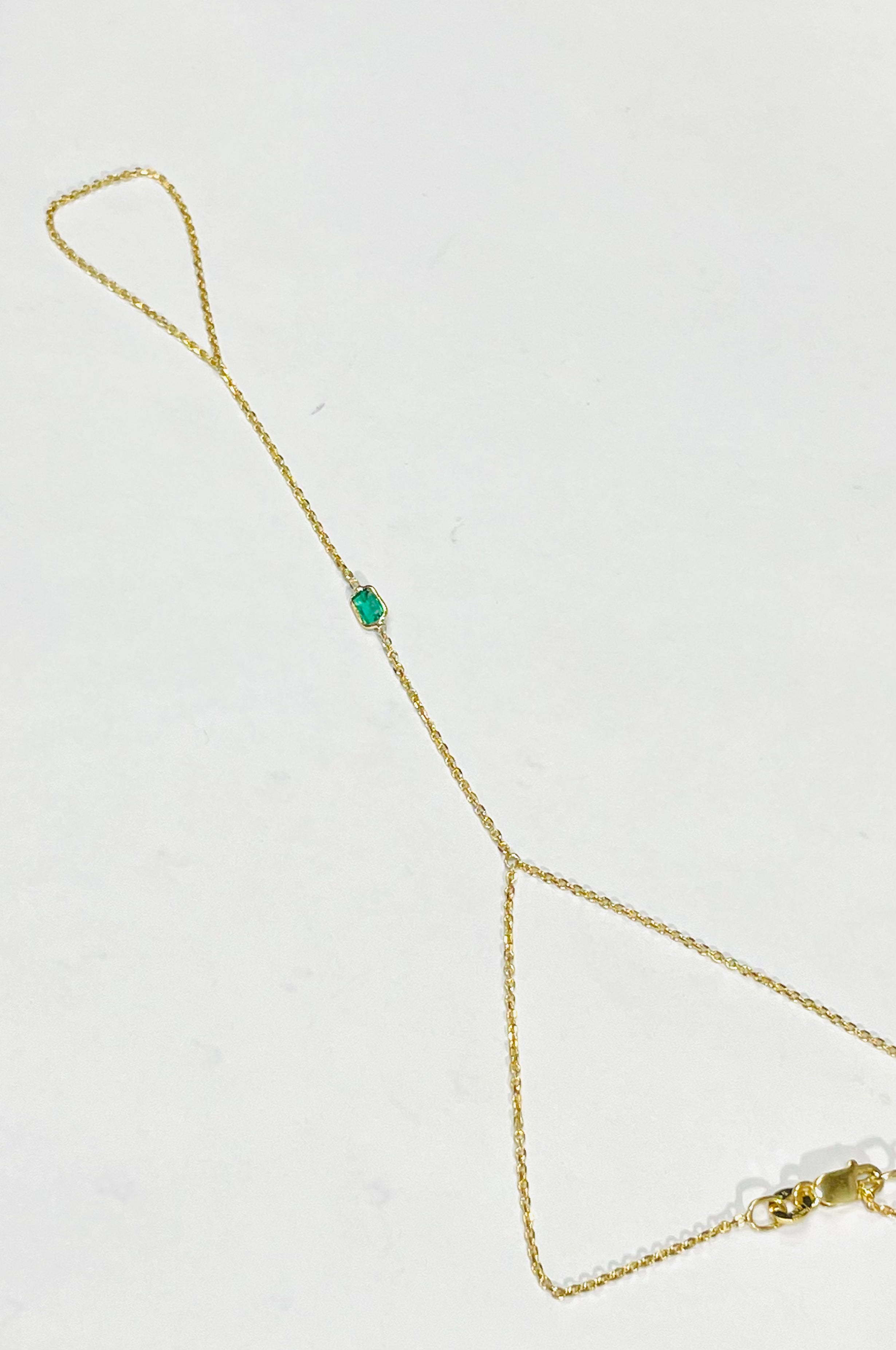 Colombian Emerald Handchain 14k Yellow Gold