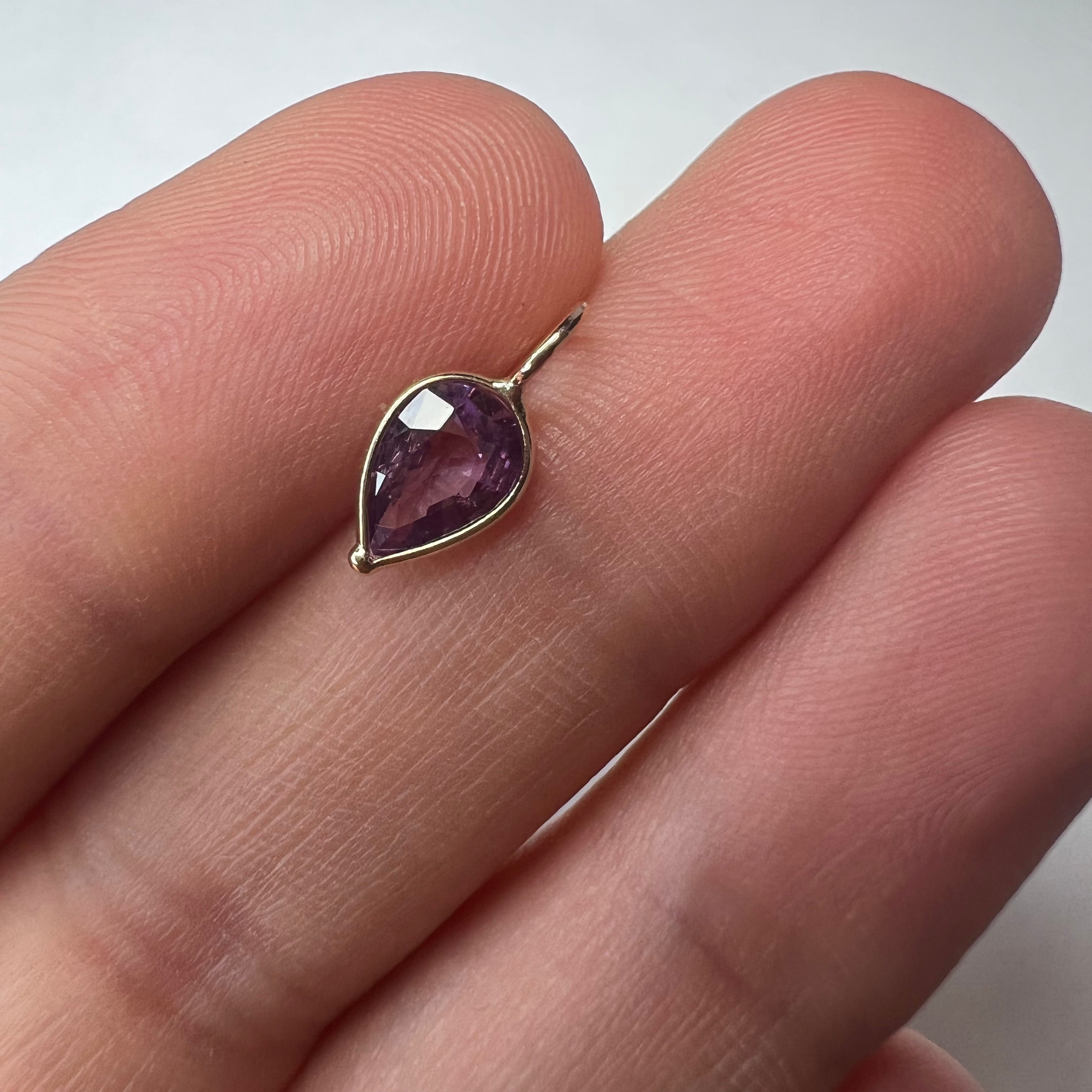1C Natural Pink Pear Sapphire 14K Yellow Gold Pendant Charm 12x6mm