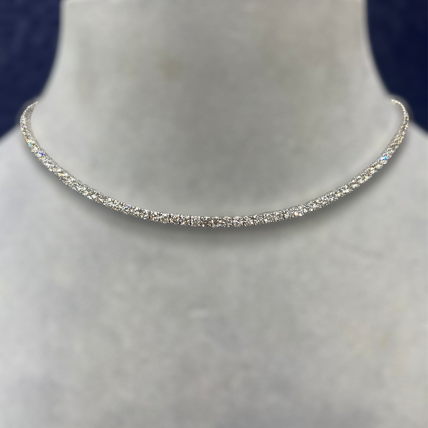 9.85CT Diamond Tennis Necklace 14K White Gold 16.5”
