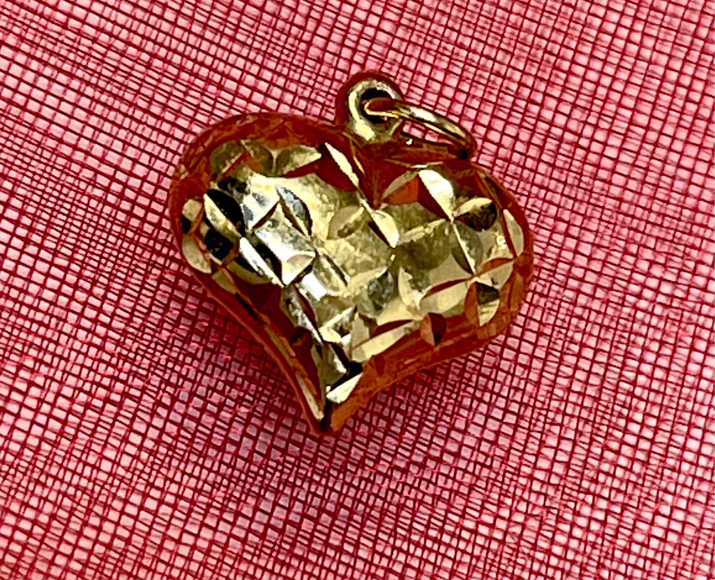 14K Yellow Gold Puffy Heart Pendant Charm