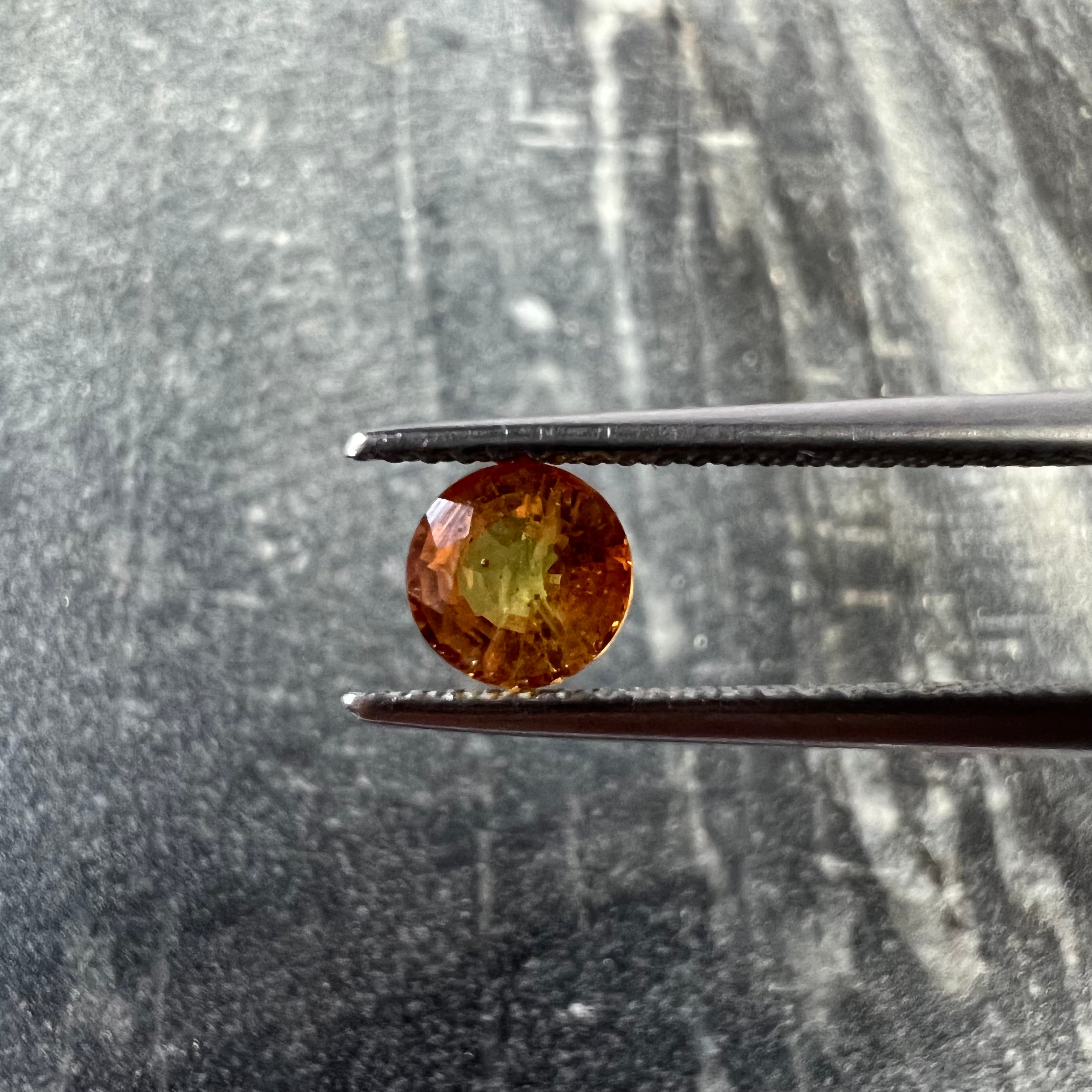 .90CTW Loose Round Orange Sapphire 5.31x3.52mm Earth mined Gemstone