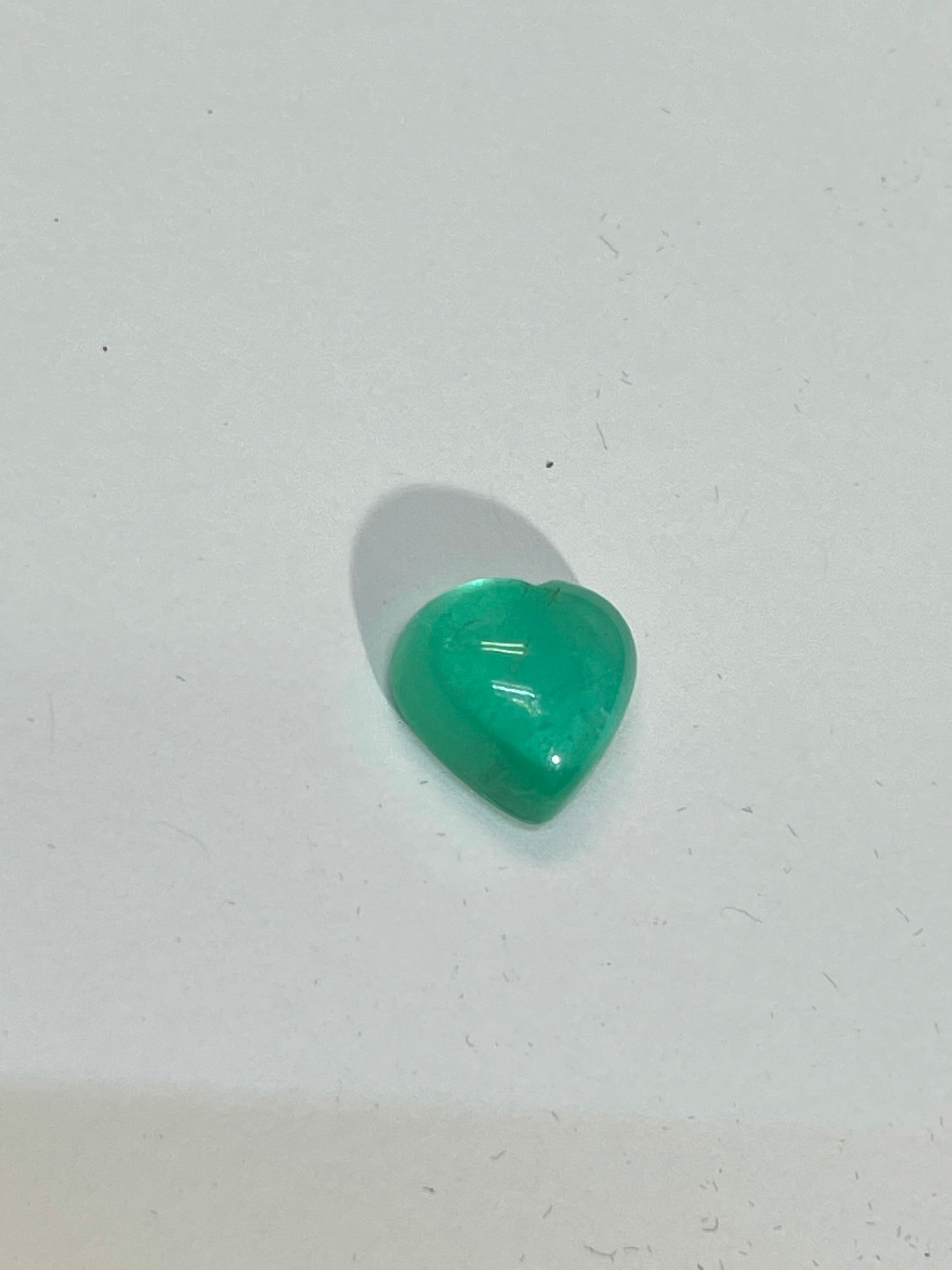 4.96CT Natural Emerald Loose Heart Cabochon 10x10mm