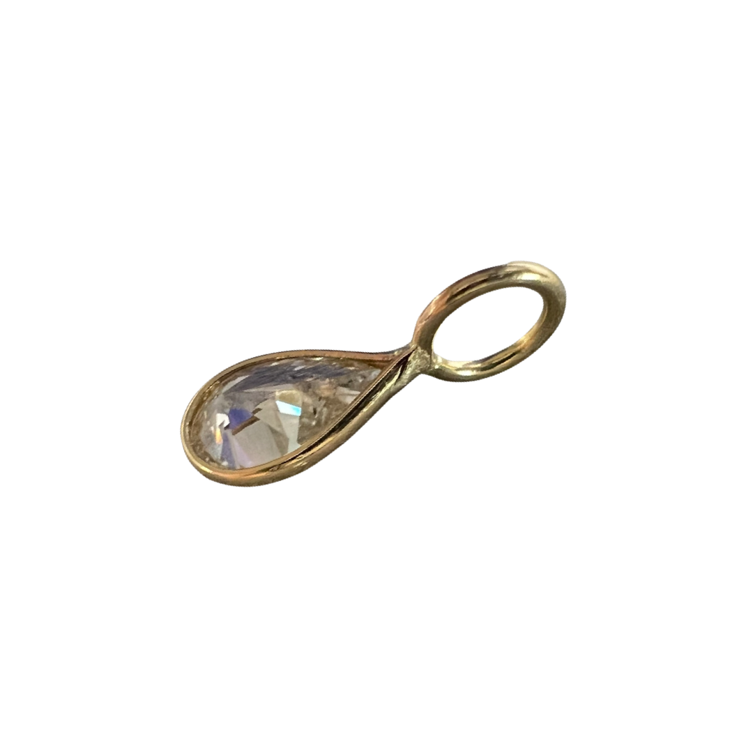 .30ct Pear Diamond Pendant Charm 14K Gold 11x4mm