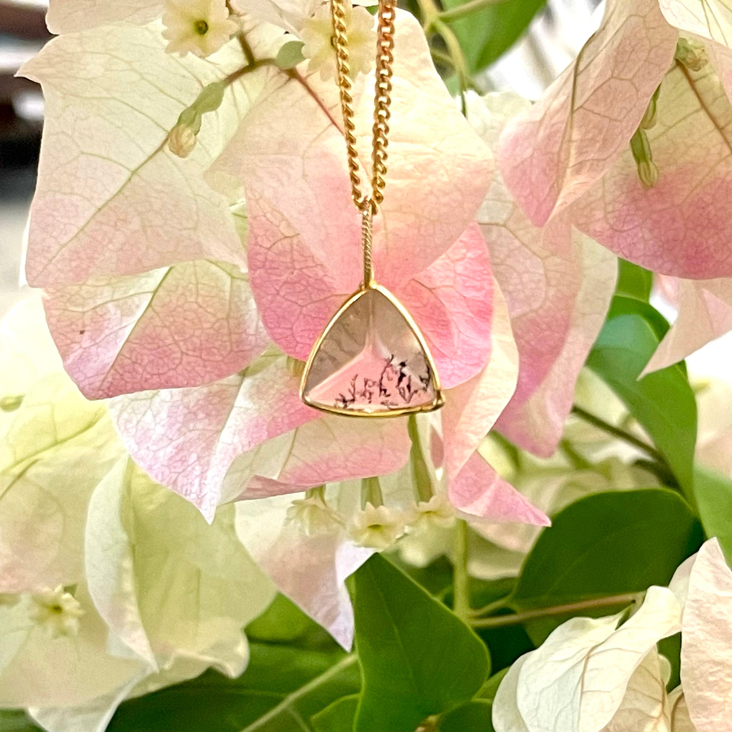 Natural Designed Agate 14K Yellow Gold Pendant