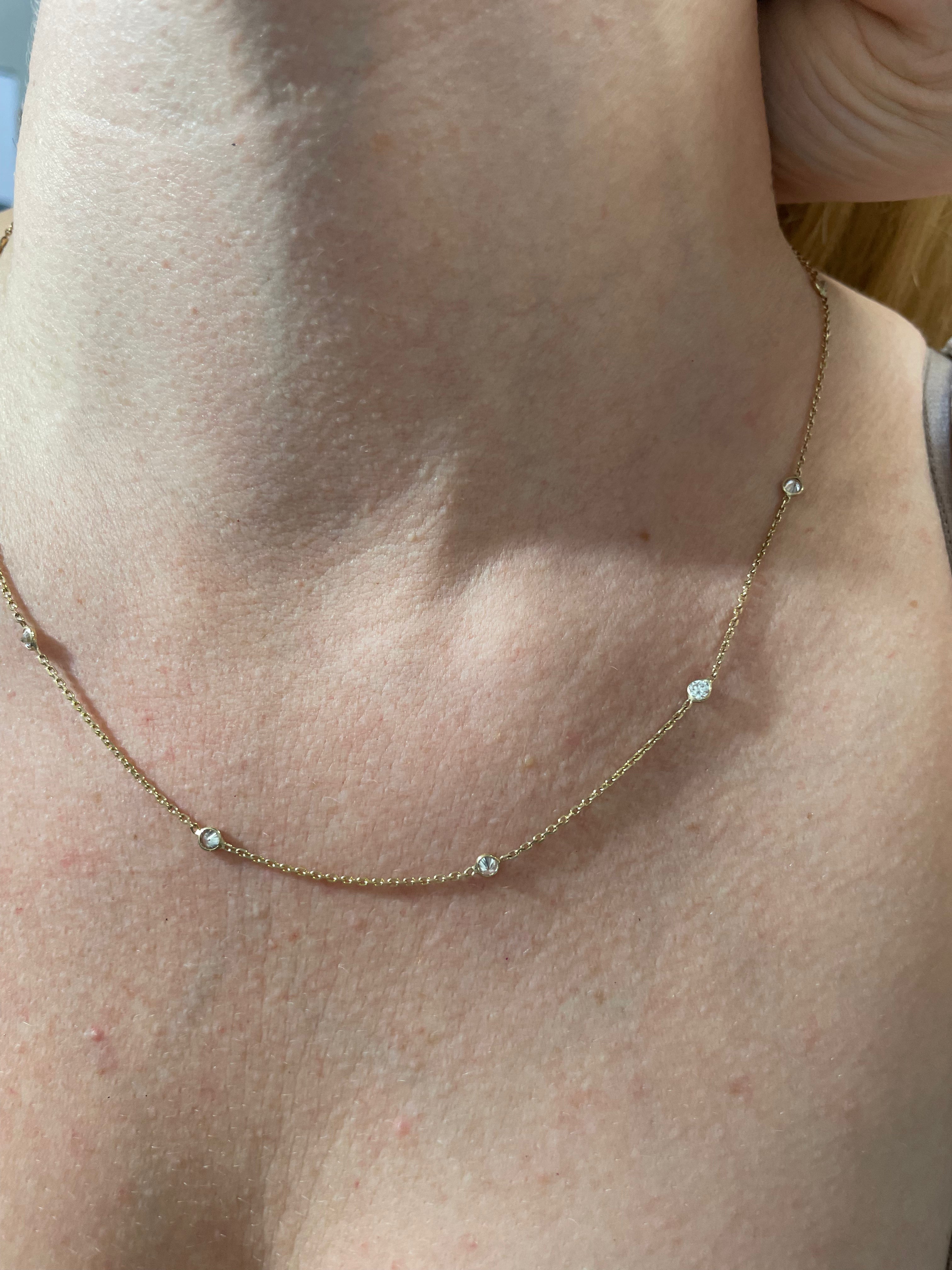 1.08CT VS Diamonds by the Yard 9 Stone 18-20” 14K Yellow Gold Necklace