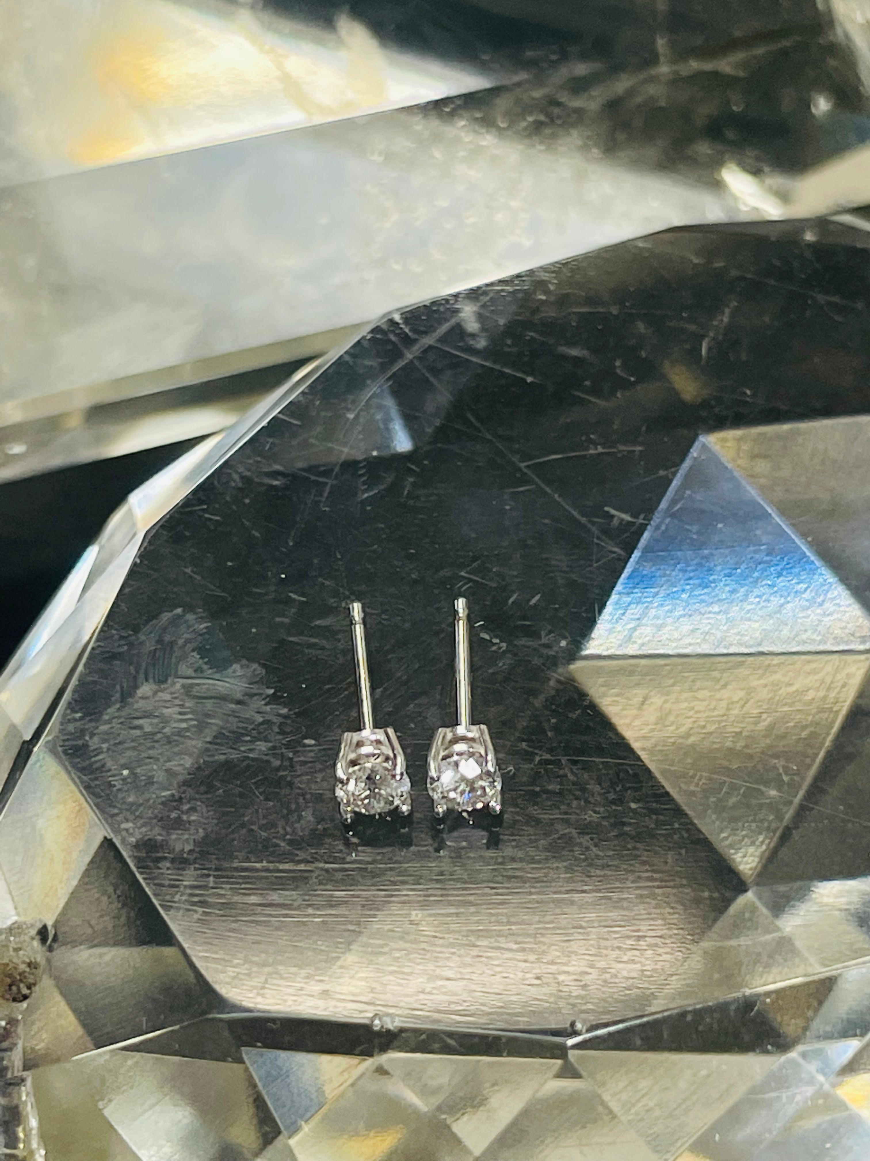 .28CT Round Old Mine G/H I1 White Gold Earring Studs