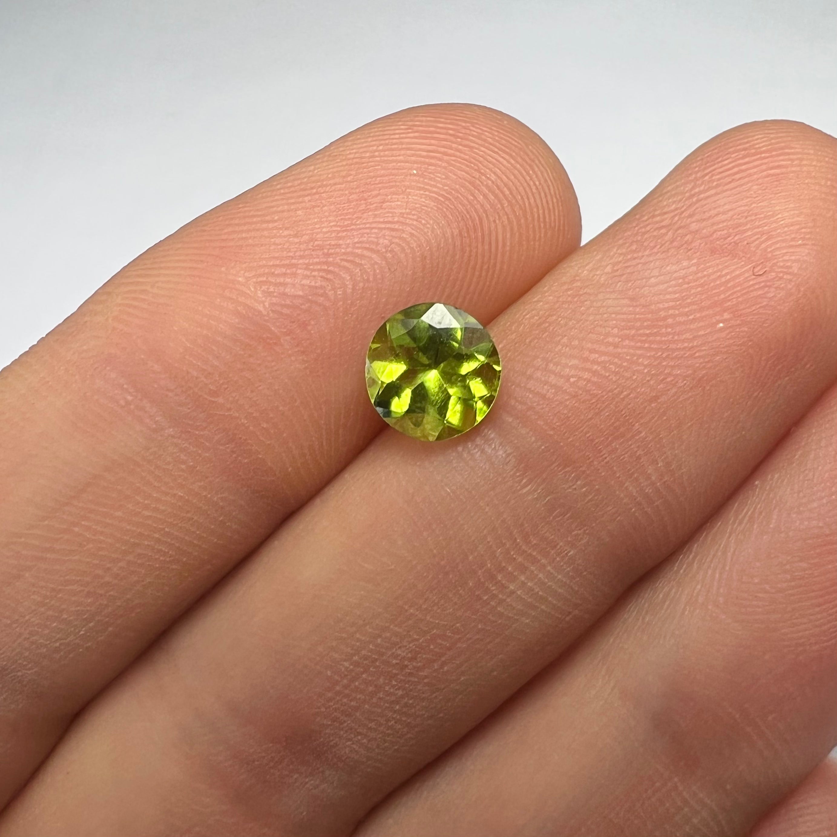 1.34CTW Loose Natural Round Peridot 6.80x4.36mm Earth mined Gemstone