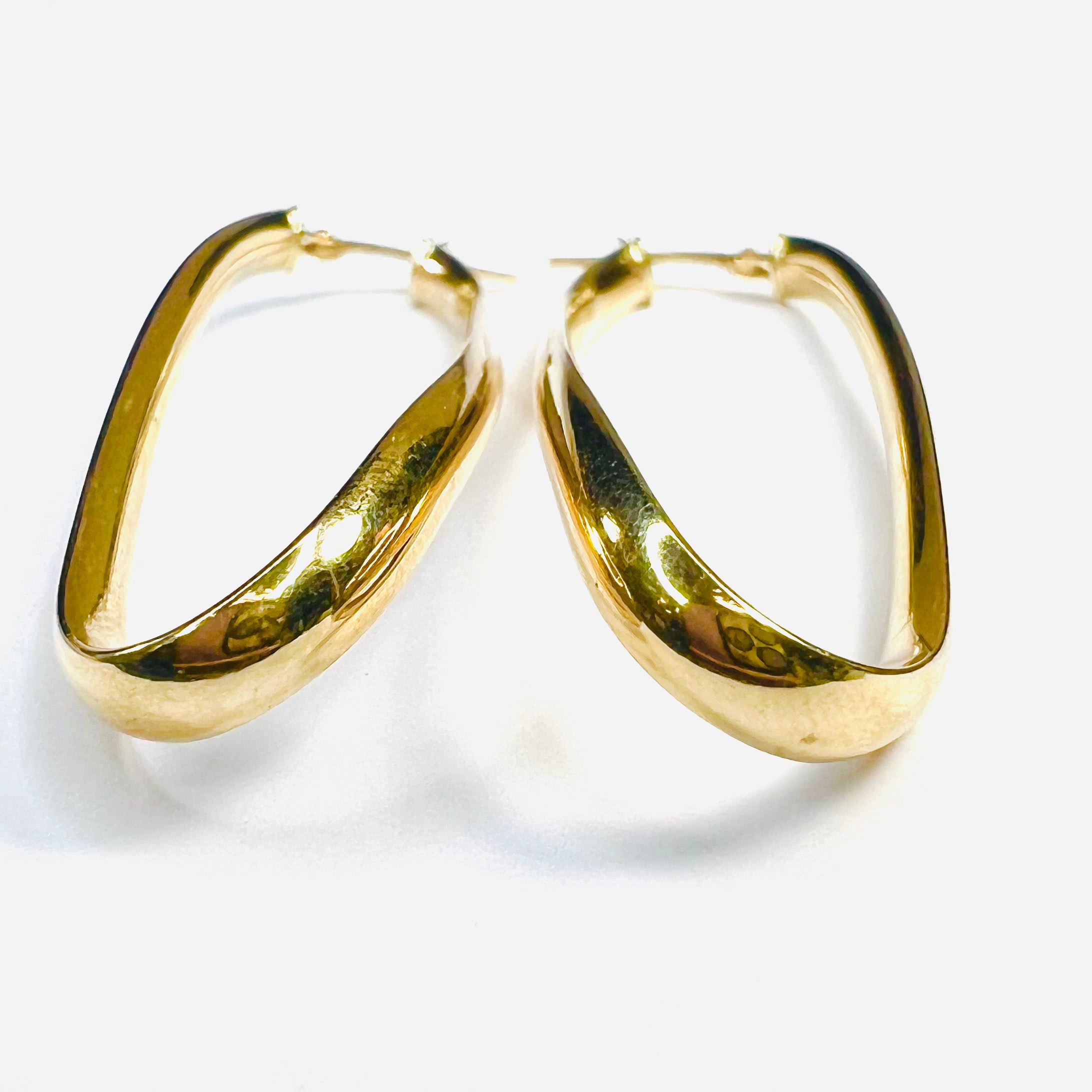 Beautiful New 14K Solid Yellow Gold twisted Hoop Earrings 2.2"x.75"