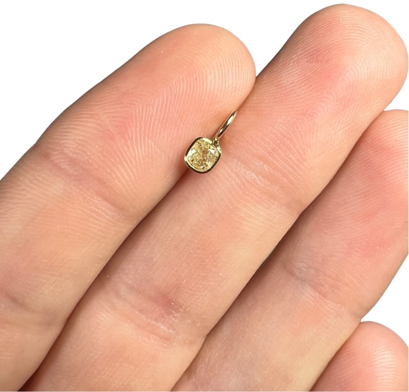 .25CT Yellow Cushion Diamond Pendant Charm