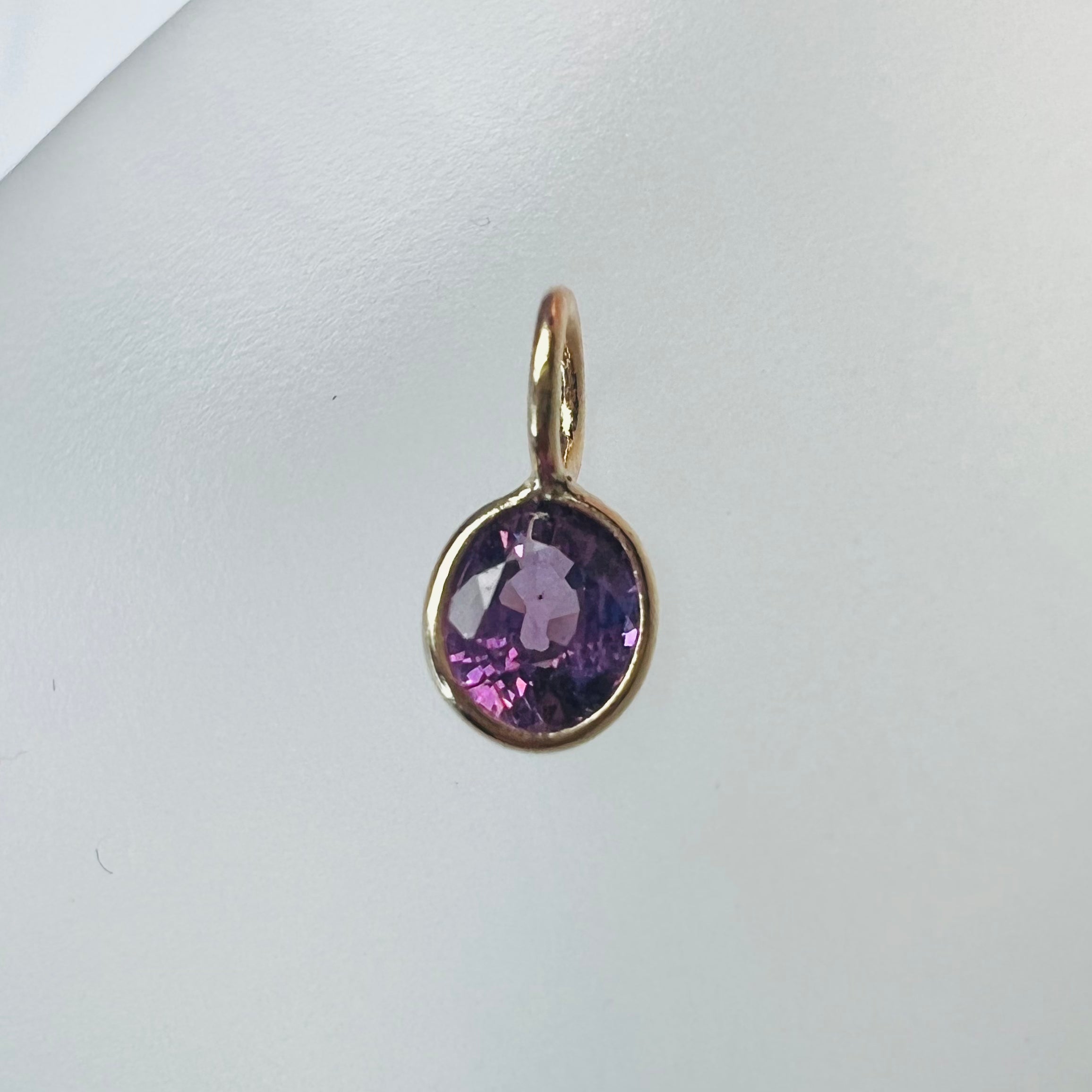 .56CT Natural Round Ruby 14K Yellow Gold Pendant Charm 9x4mm