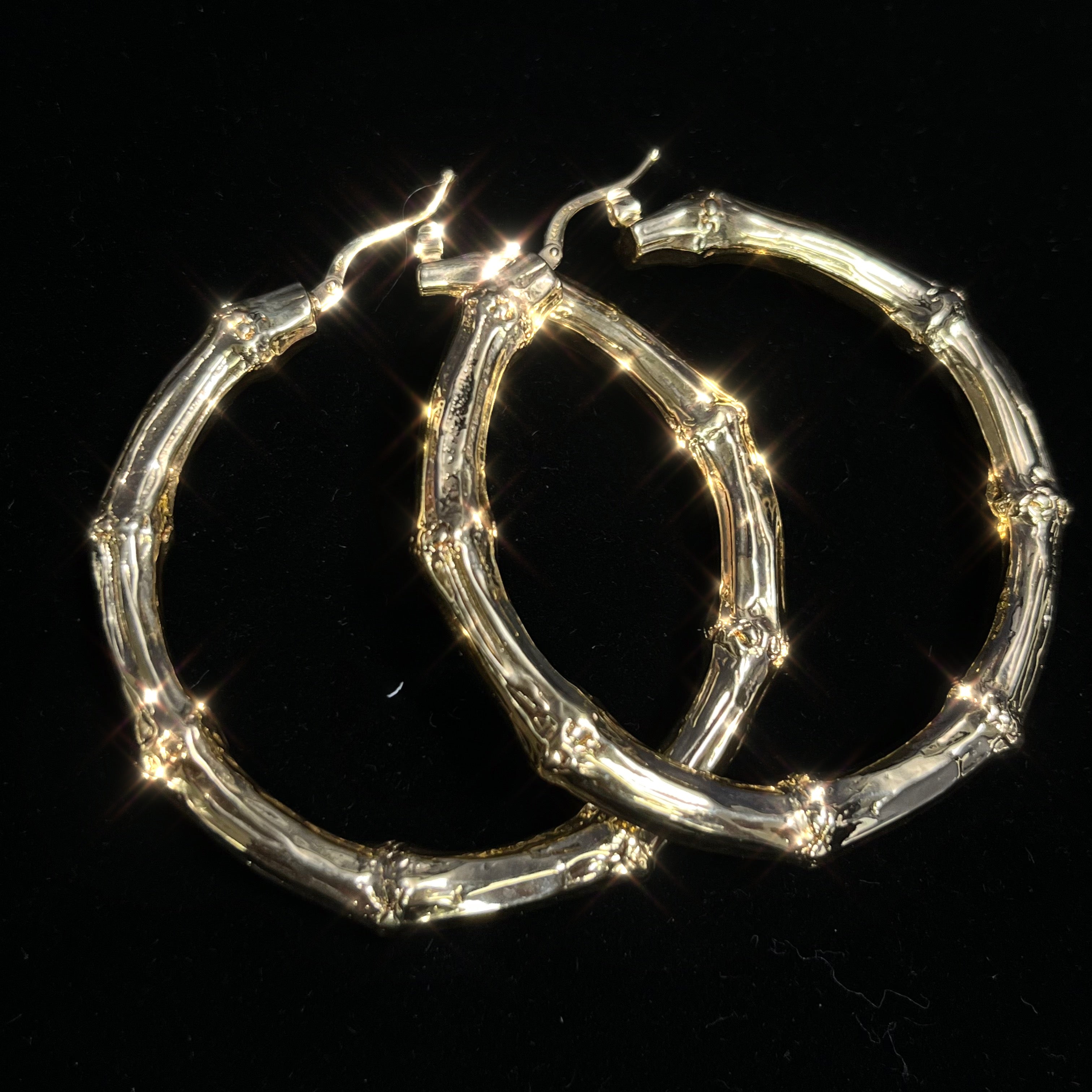 2" 6mm Bamboo 14K Yellow Gold Puffy Sleek Hoop Earrings