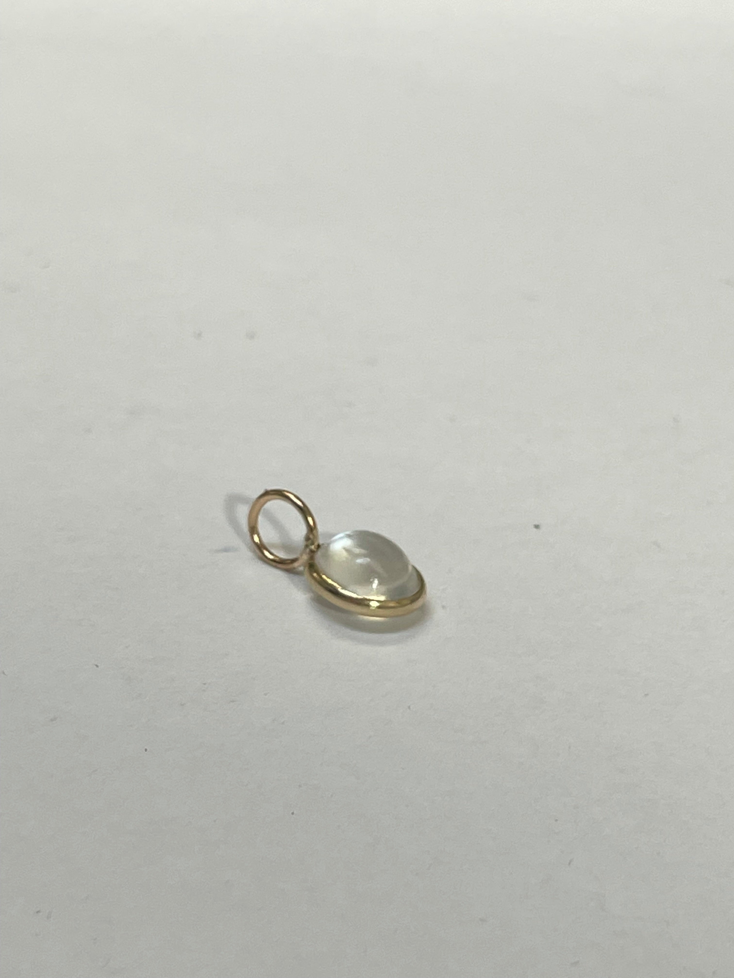 1.5CT Moonstone Charm 14K Yellow Gold 13x7mm