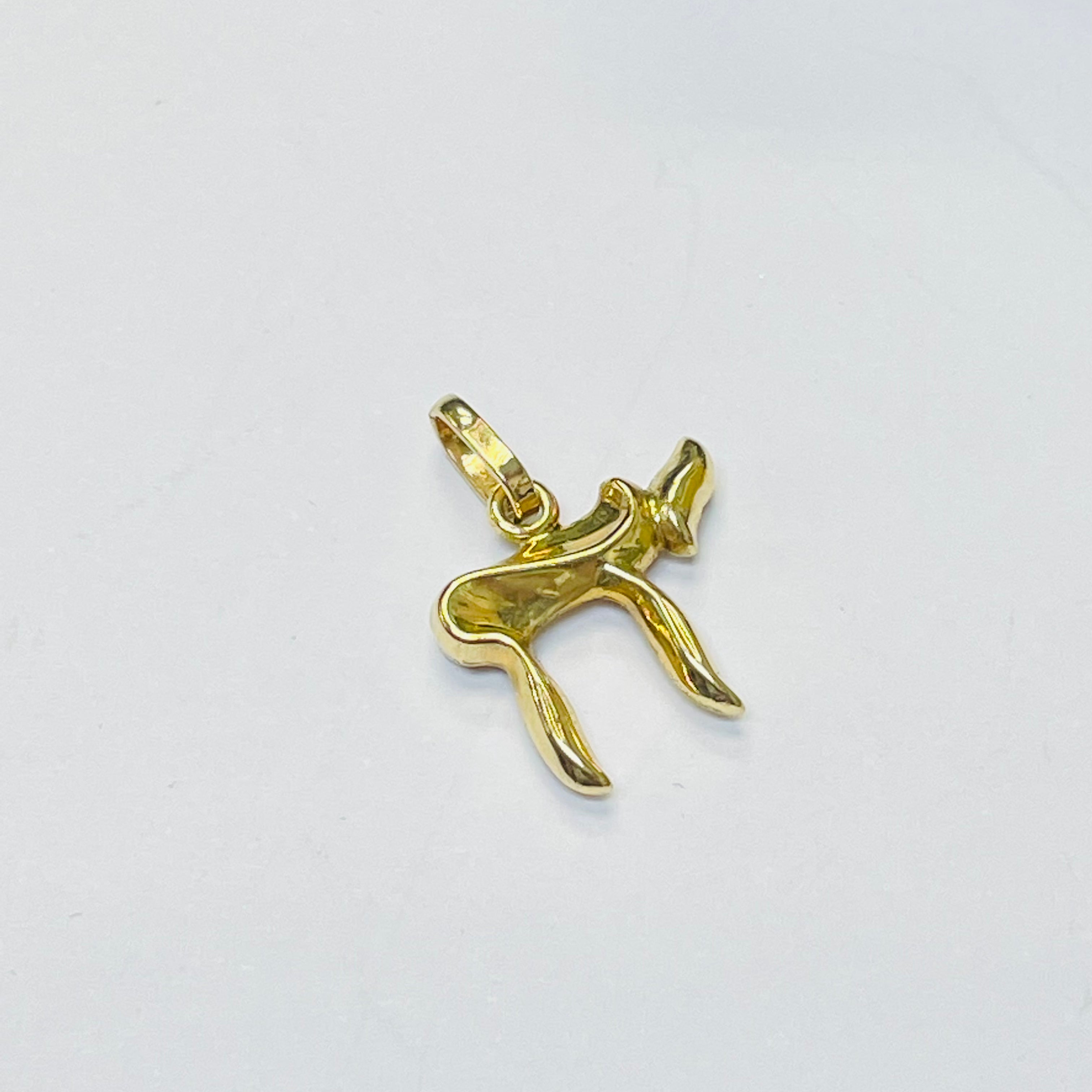 10K Yellow Gold Puffy Chai Pendant Charm