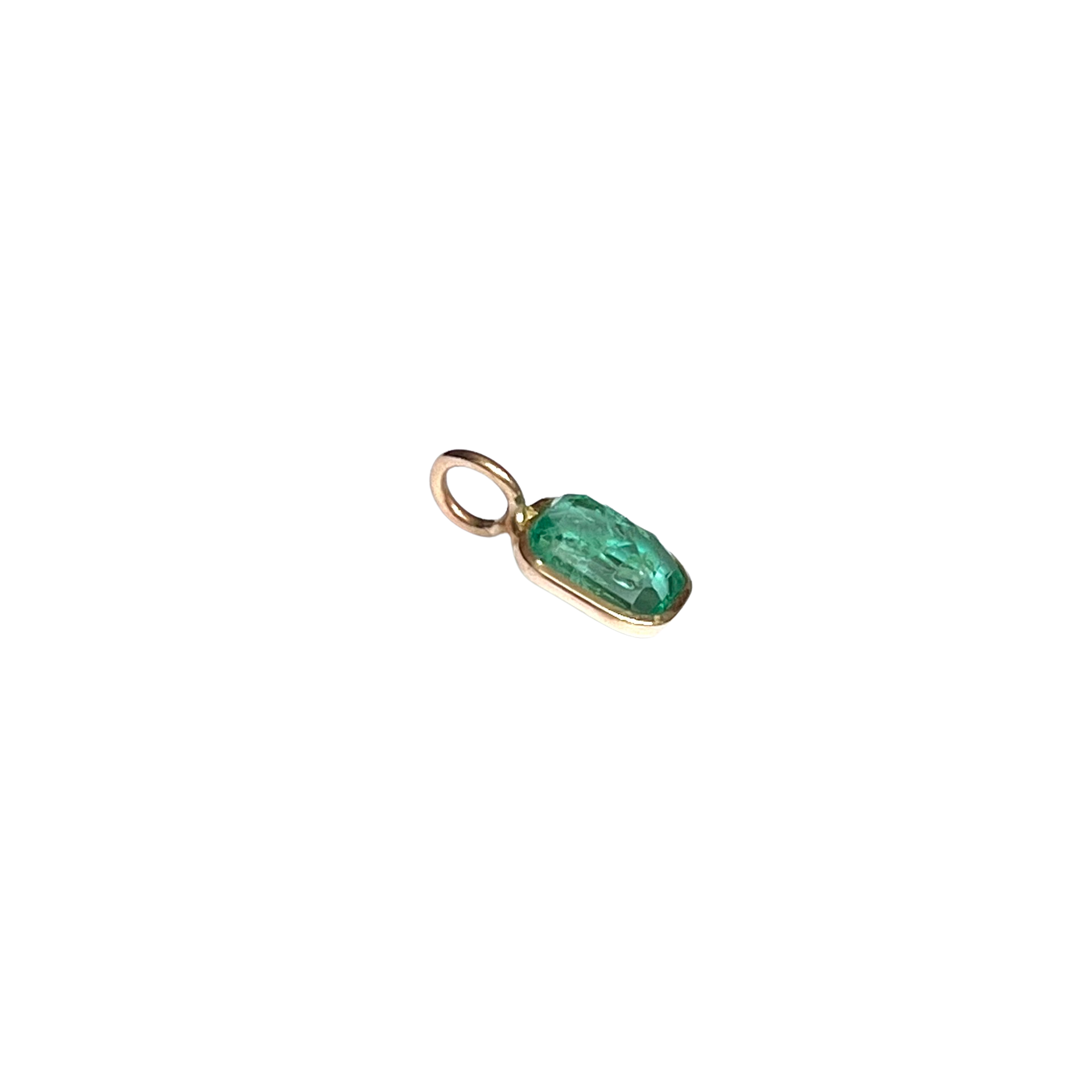 .63ct Square Colombian Emerald 14K Yellow Gold Pendant Charm