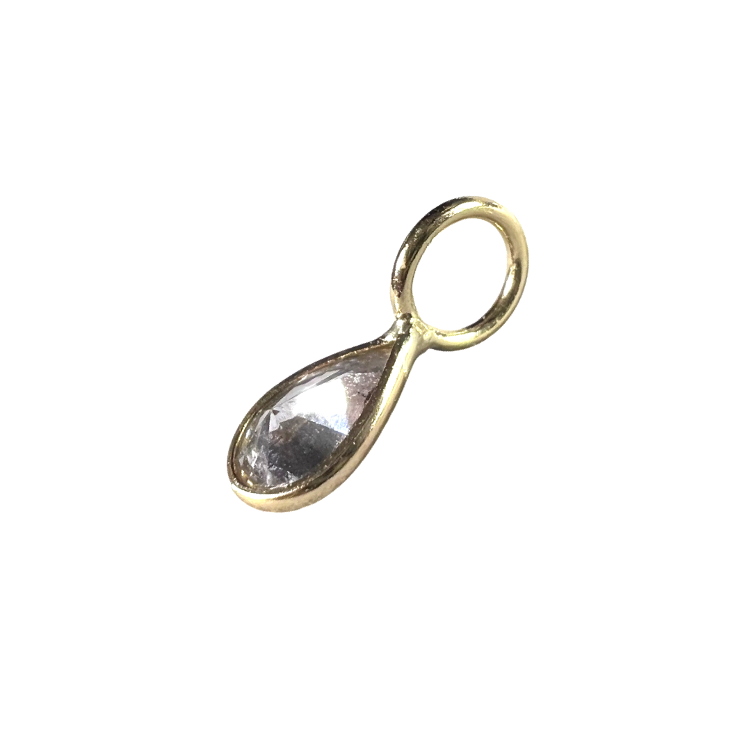 .32ct Pear Diamond Pendant Charm 14K Yellow Gold 9.5x3.5mm