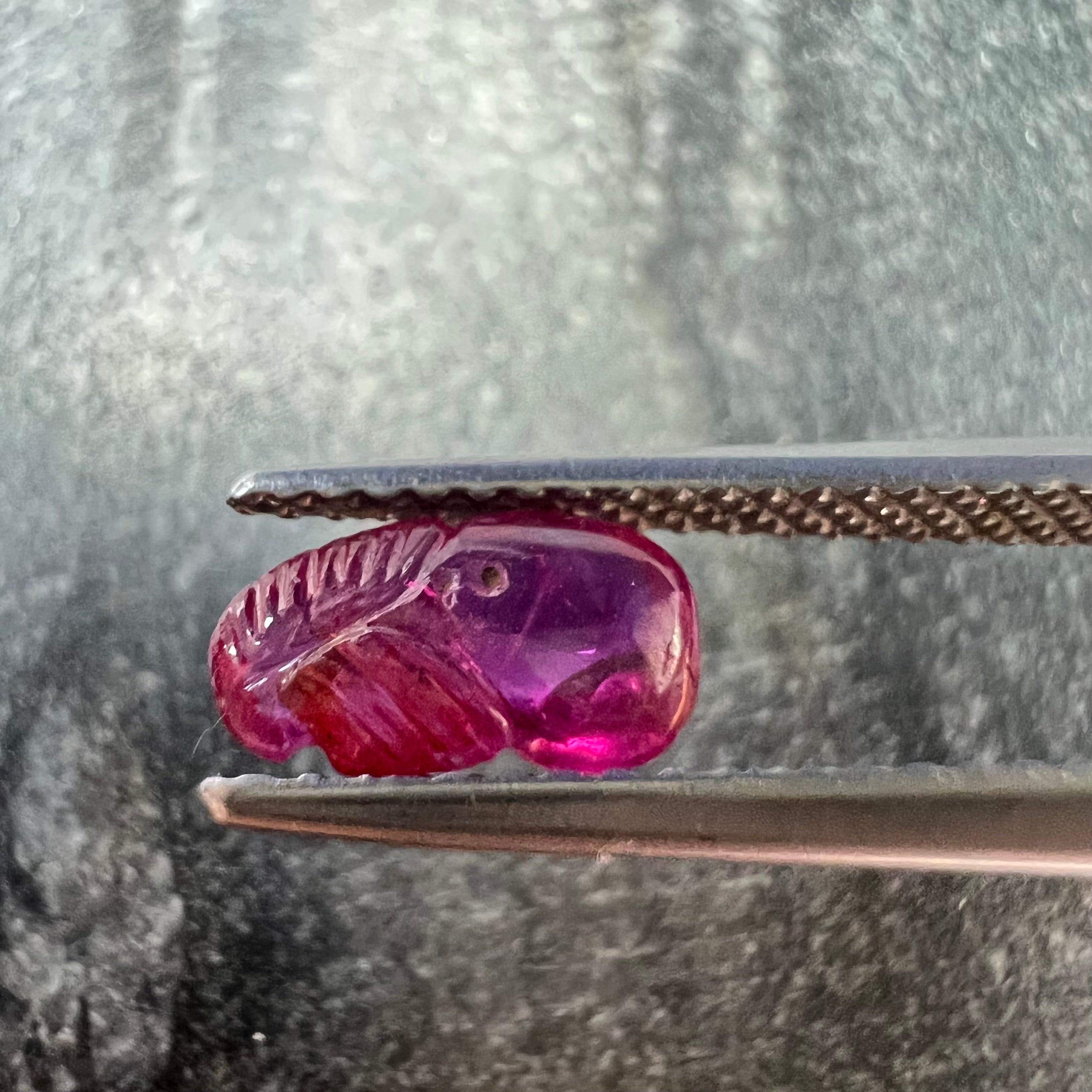 .95CTW Loose Carved Leaf Ruby 8.15x4.90x2.48mm Earth mined Gemstone