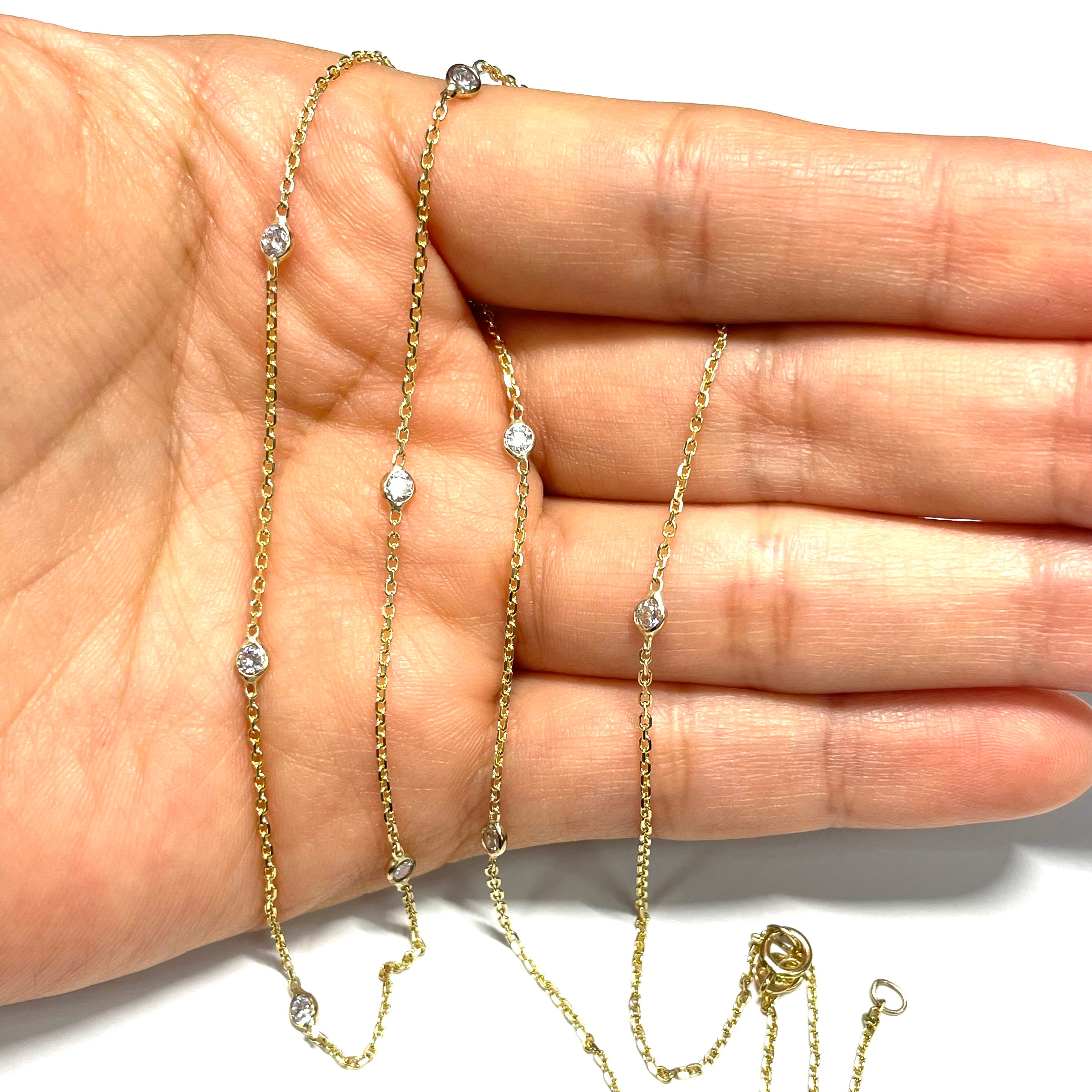 1CTW Diamonds By The Yard 20"-22" 14k Yellow Gold Necklace