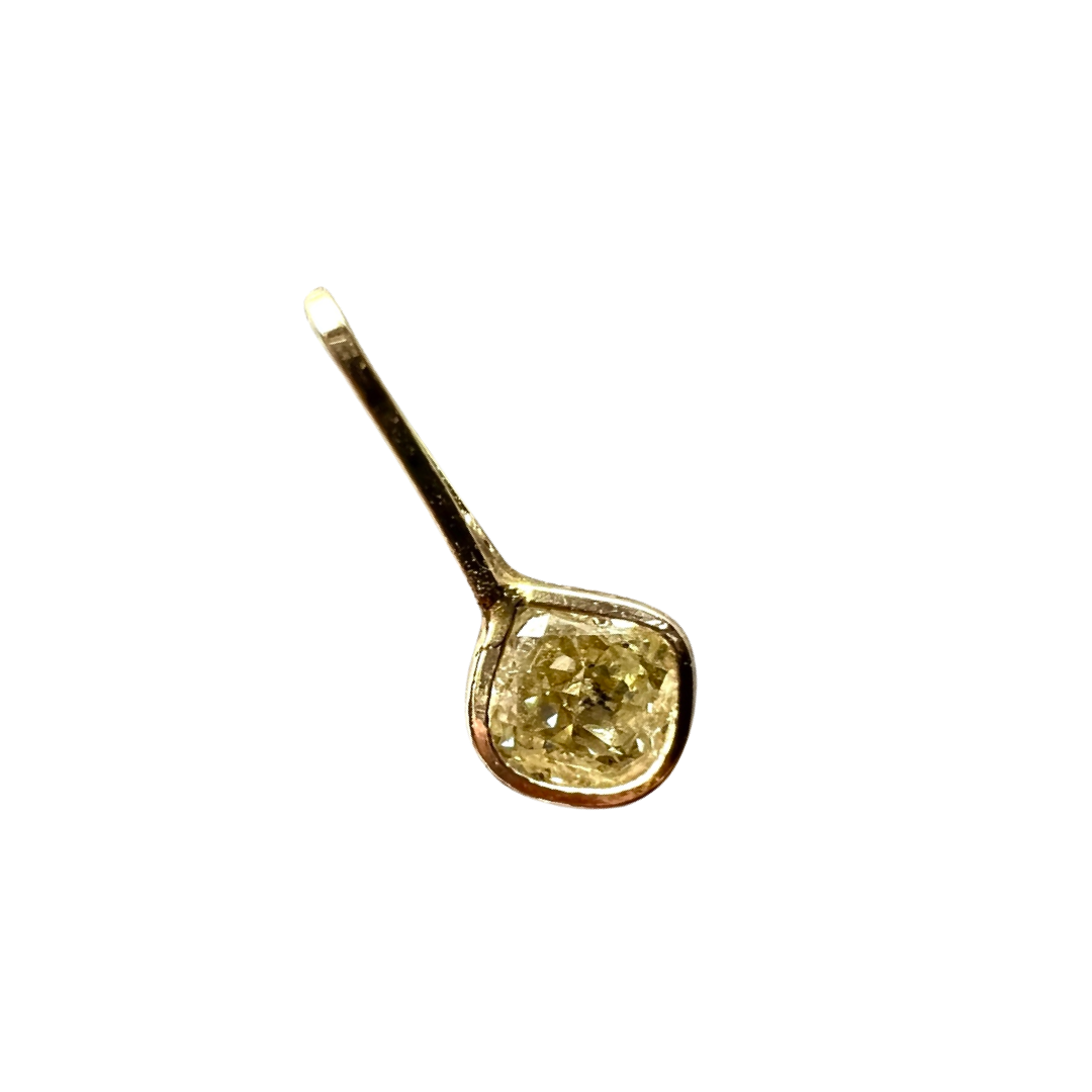 .10CT Mini Cushion Canary Yellow Diamond Pendant Charm 14K