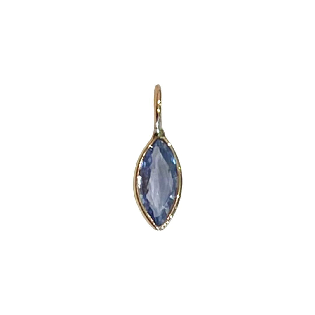 Natural Marquise Sapphire 14K Yellow Gold Pendant Charm 13x4mm