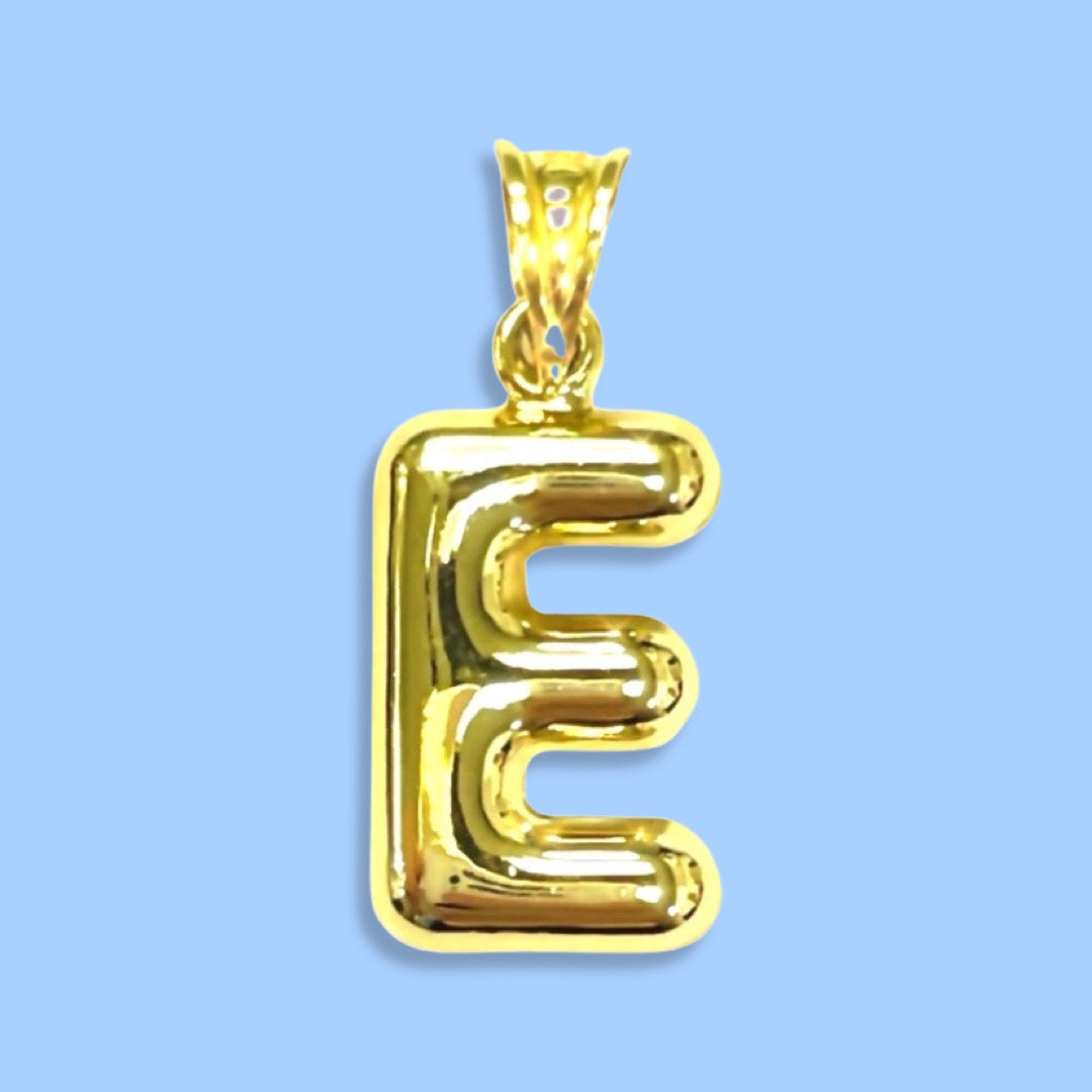 Puffy Balloon Letter 10K Yellow Gold Pendants