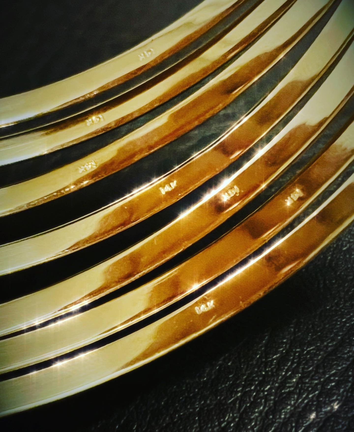 Seven Bangle Semanario 14K Solid Yellow Gold Set