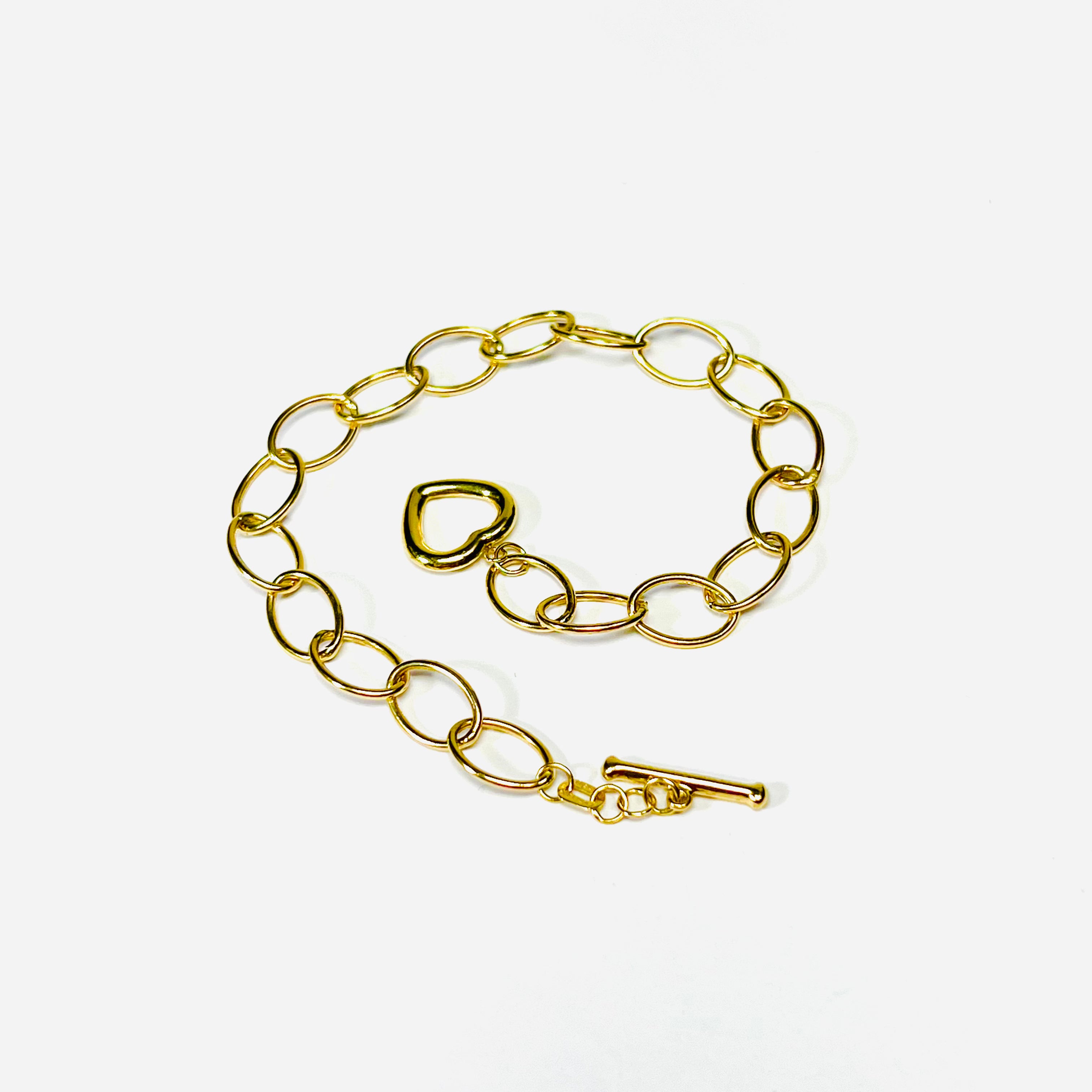 Cute In Solid 14K Yellow Gold Large Oval Link Bracelet 7.5" 2.1grams