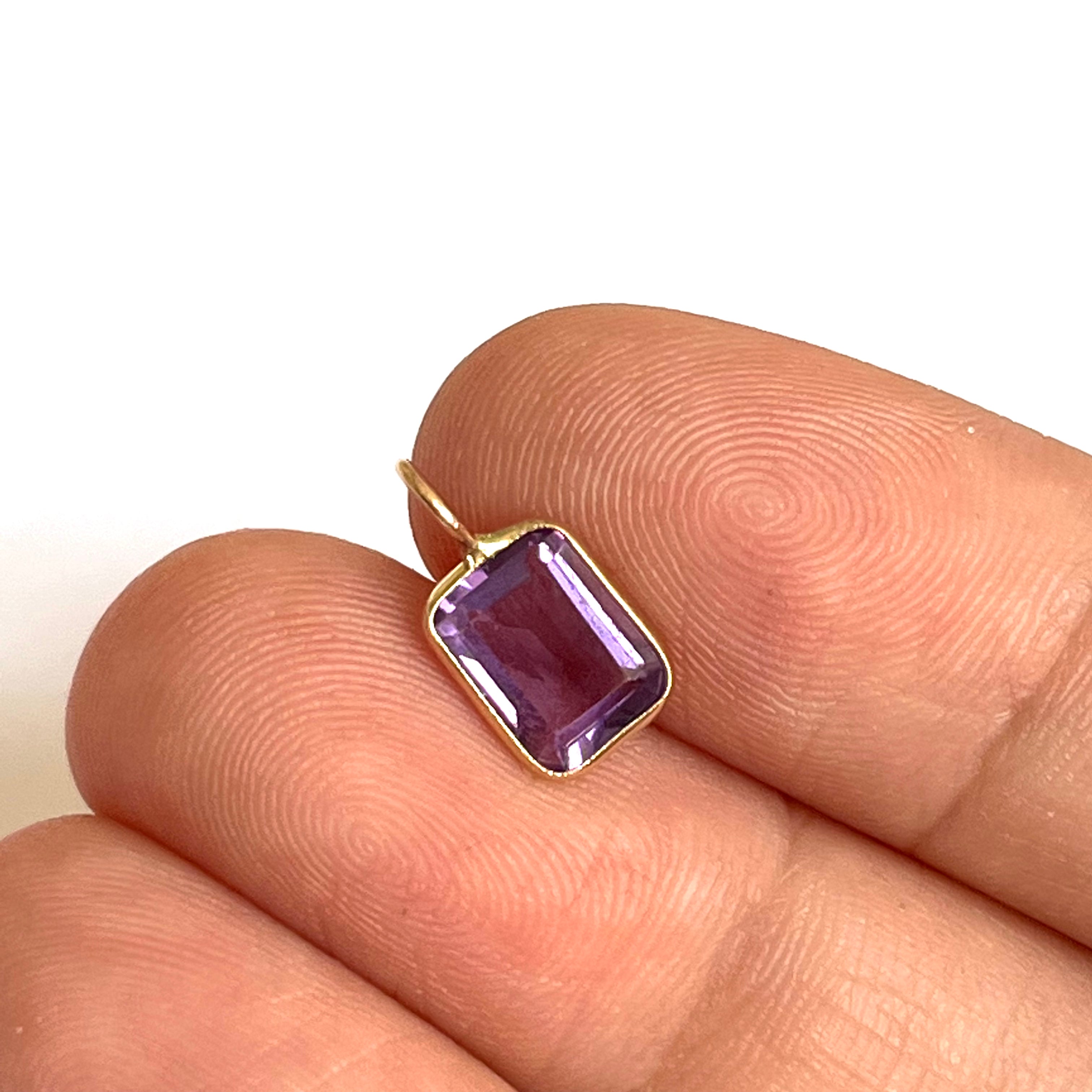 1.60ct Natural Amethyst 14K Yellow Gold Pendant Charm 13x7mm