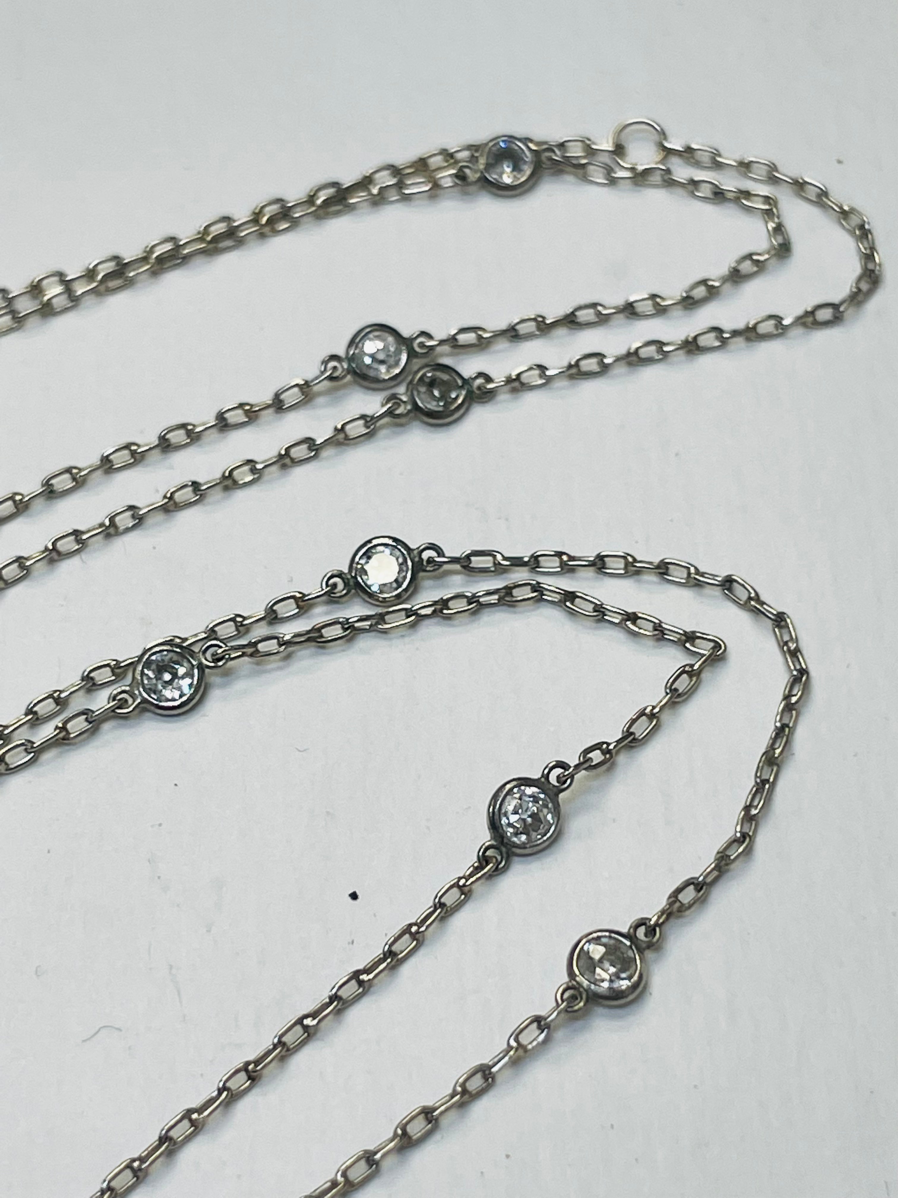 1.32CT Old Mine Cut Diamond Platinum by the Yard Necklace 22”